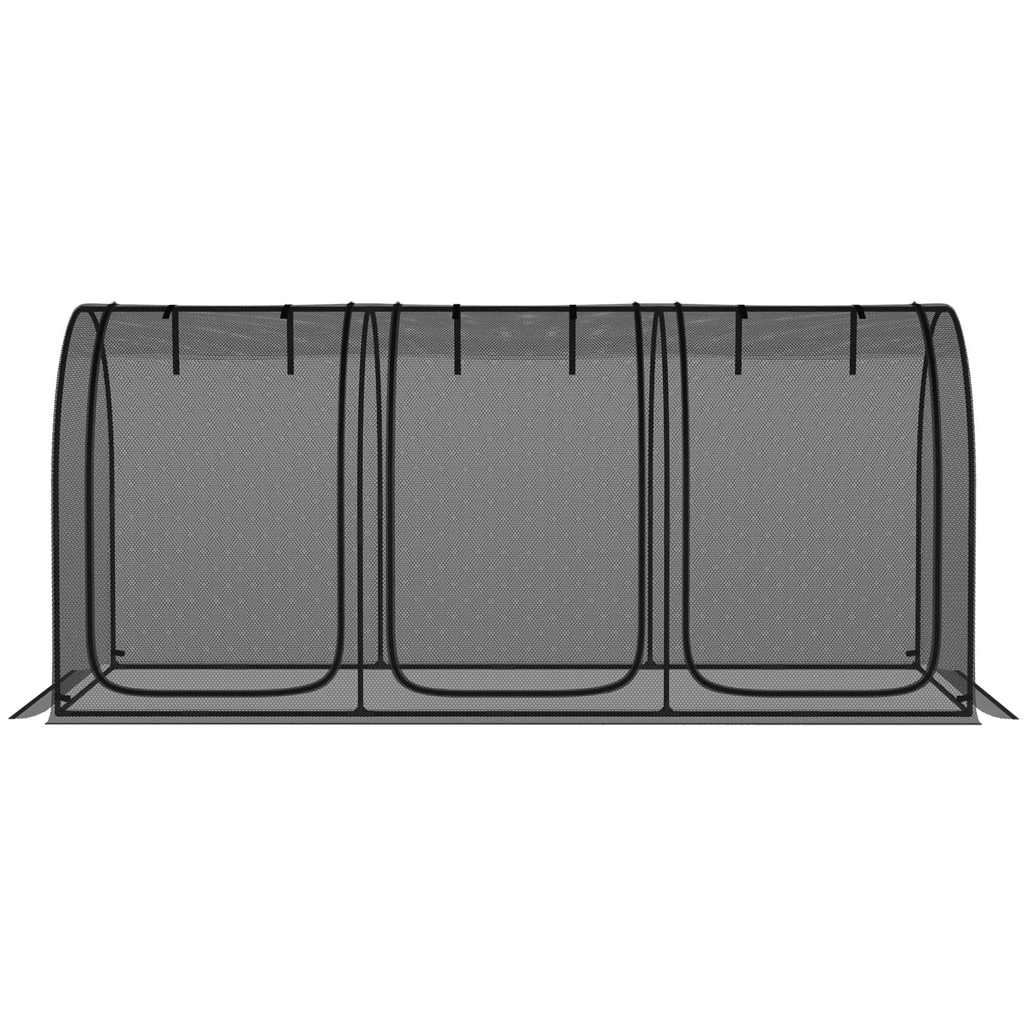 9' x 4' Crop Cage, Plant Protection Tent, with Three Zippered Doors and 4 Ground Stakes, for Garden, Yard, Lawn, Black
