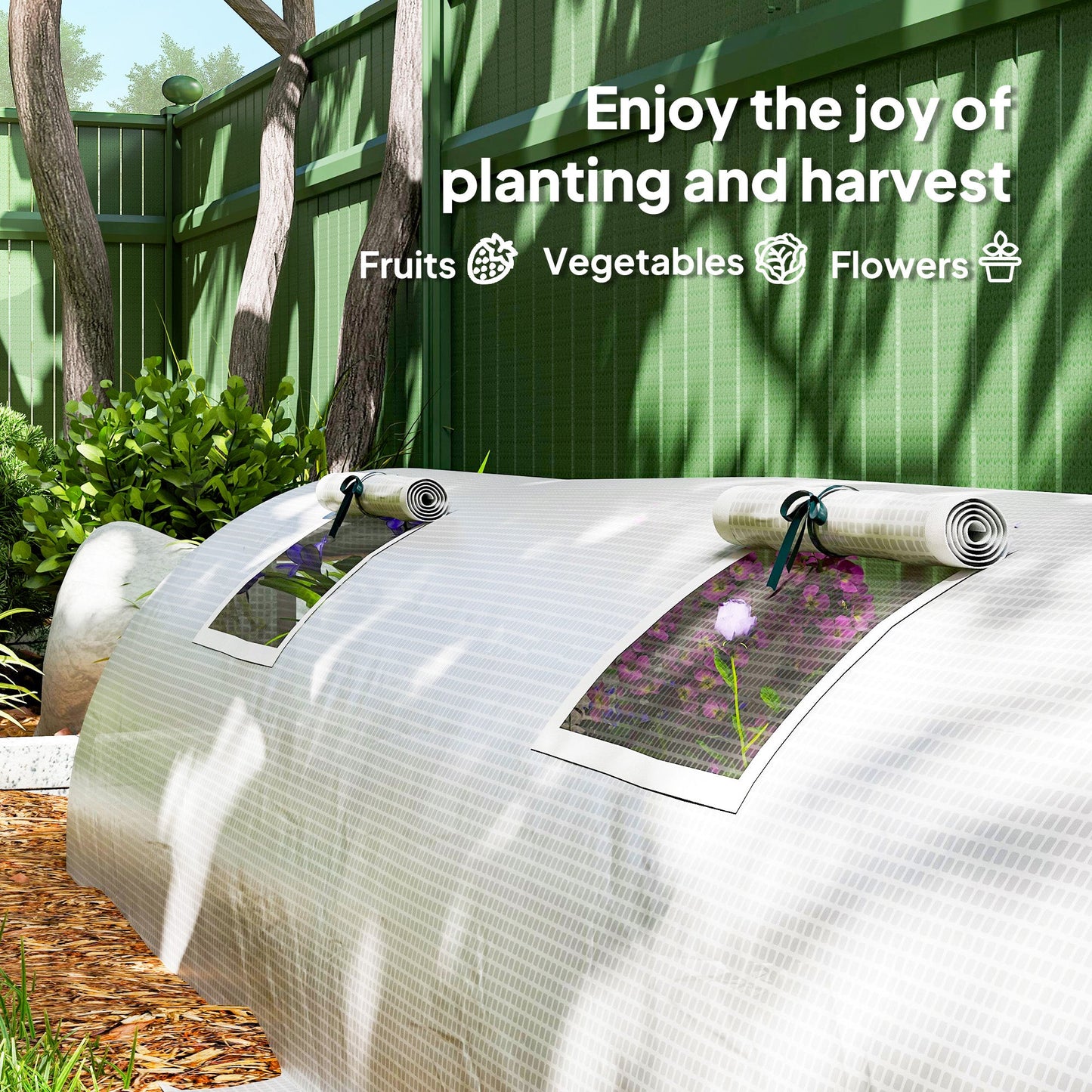 10' x 3' x 2' Portable Mini Greenhouse, Tunnel Growing Tent Plants Flower Warm House with 5 Mesh Windows and Steel Frame, for Garden, Patio, Backyard, White