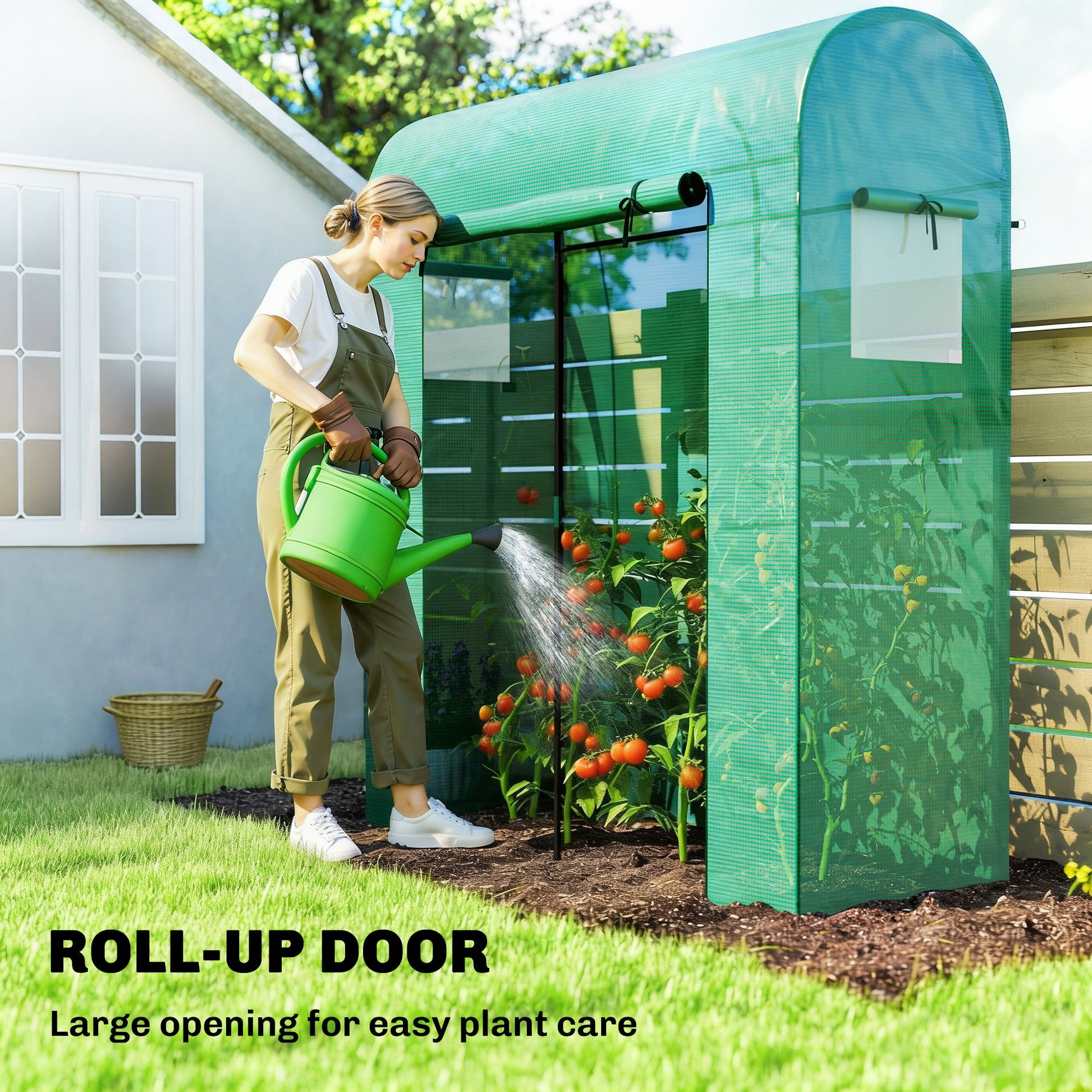 6' x 2' x 6.6' Mini Greenhouse, Portable Garden Green House with Roll-up Door and Mesh Windows, Small Plant Greenhouse with PE Cover, Steel Frame for Indoor Outdoor, Green