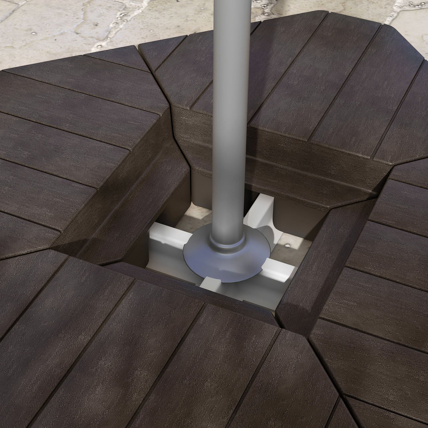 4 Piece Patio Cantilever Umbrella Base Weight Set, Outdoor Offset Umbrella Weights for Umbrella Stand, 132 lb. Capacity Water or 176 lb. Capacity Sand, Brown