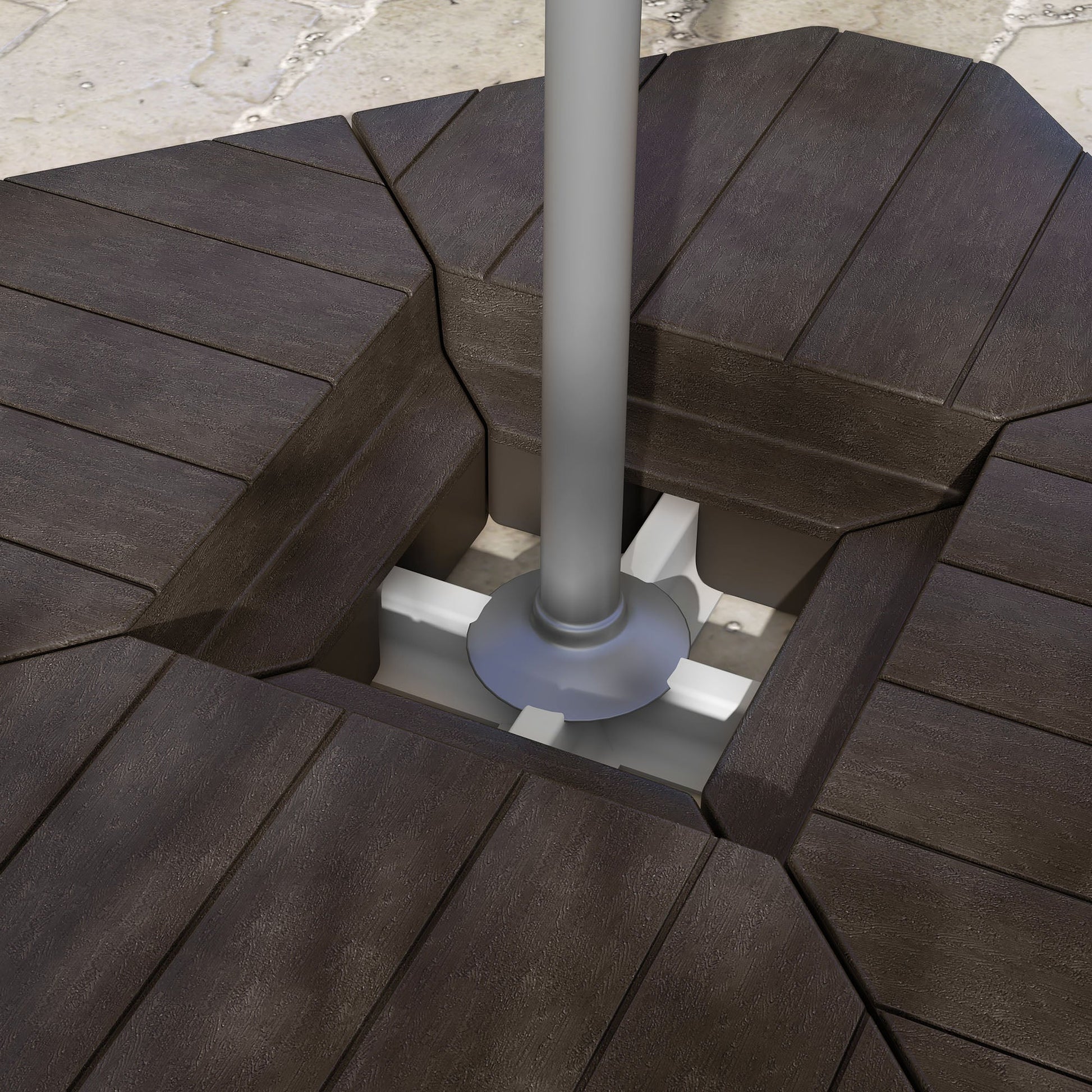 4 Piece Patio Cantilever Umbrella Base Weight Set, Outdoor Offset Umbrella Weights for Umbrella Stand, 132 lb. Capacity Water or 176 lb. Capacity Sand, Brown