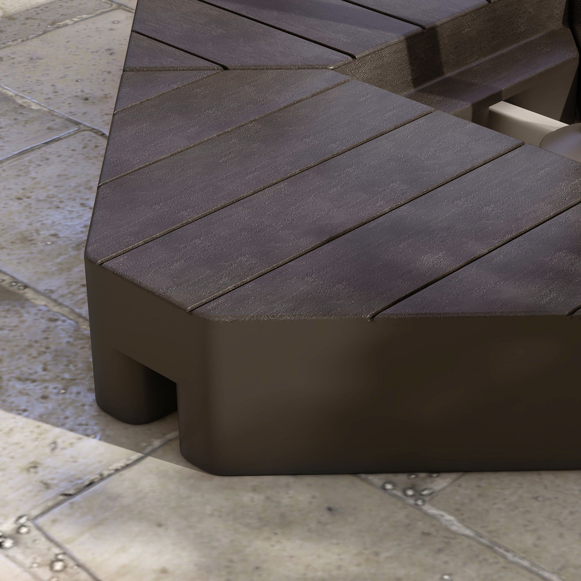 4 Piece Patio Cantilever Umbrella Base Weight Set, Outdoor Offset Umbrella Weights for Umbrella Stand, 132 lb. Capacity Water or 176 lb. Capacity Sand, Brown