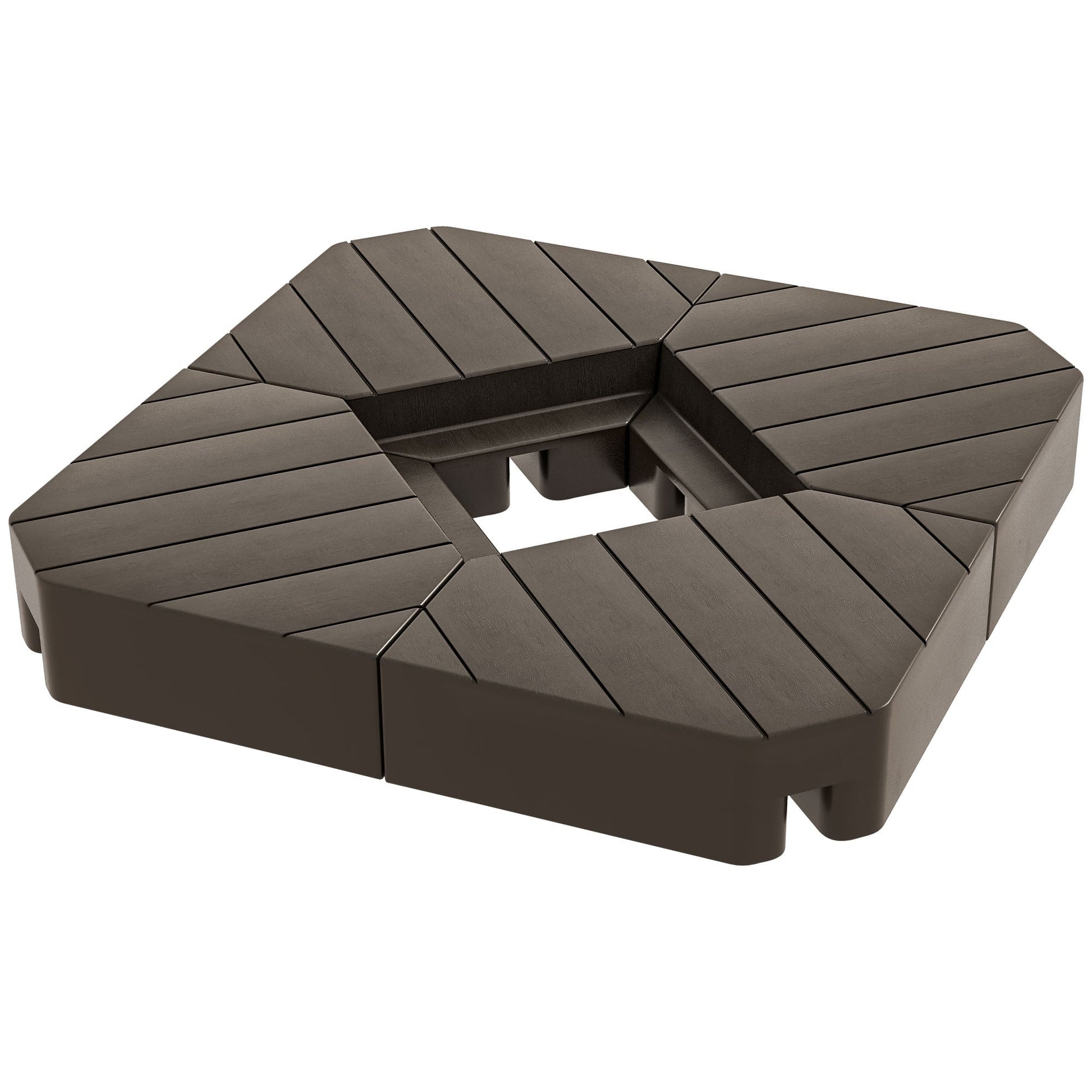 4 Piece Patio Cantilever Umbrella Base Weight Set, Outdoor Offset Umbrella Weights for Umbrella Stand, 132 lb. Capacity Water or 176 lb. Capacity Sand, Brown