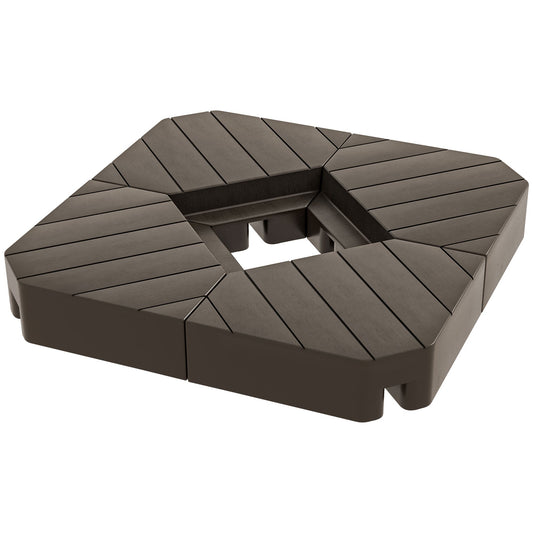 4 Piece Patio Cantilever Umbrella Base Weight Set, Outdoor Offset Umbrella Weights for Umbrella Stand, 132 lb. Capacity Water or 176 lb. Capacity Sand, Brown