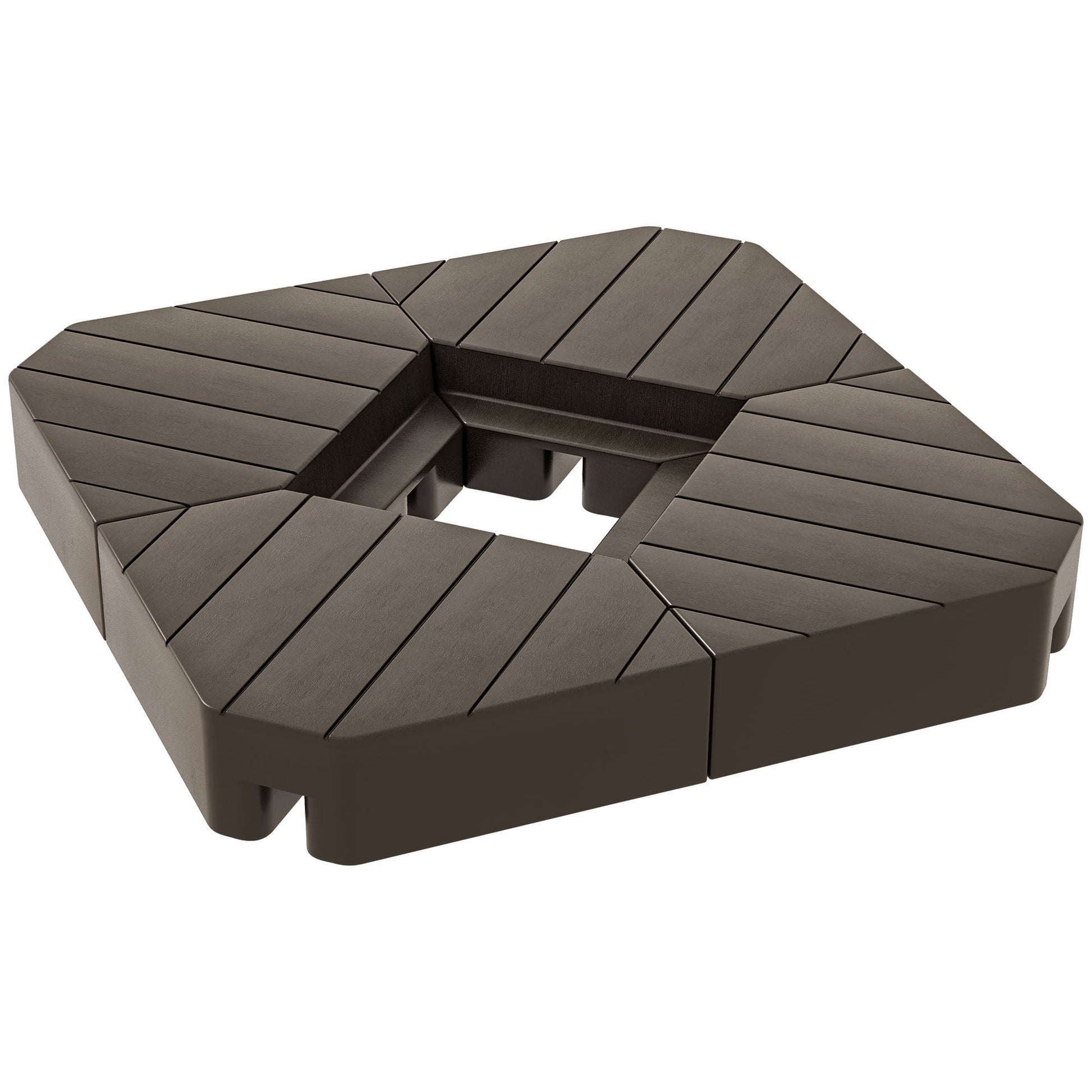 4 Piece Patio Cantilever Umbrella Base Weight Set, Outdoor Offset Umbrella Weights for Umbrella Stand, 132 lb. Capacity Water or 176 lb. Capacity Sand, Brown