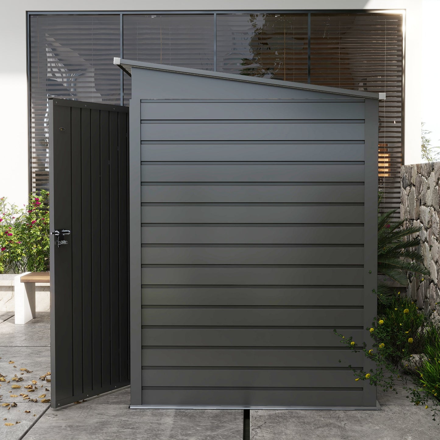6 x 4FT Outdoor Storage Shed, Easy to Assemble Galvanized Metal Garden Shed, Waterproof Tool Shed with Lockable Door and 2 Vents for Backyard, Lawn, Patio, Grey