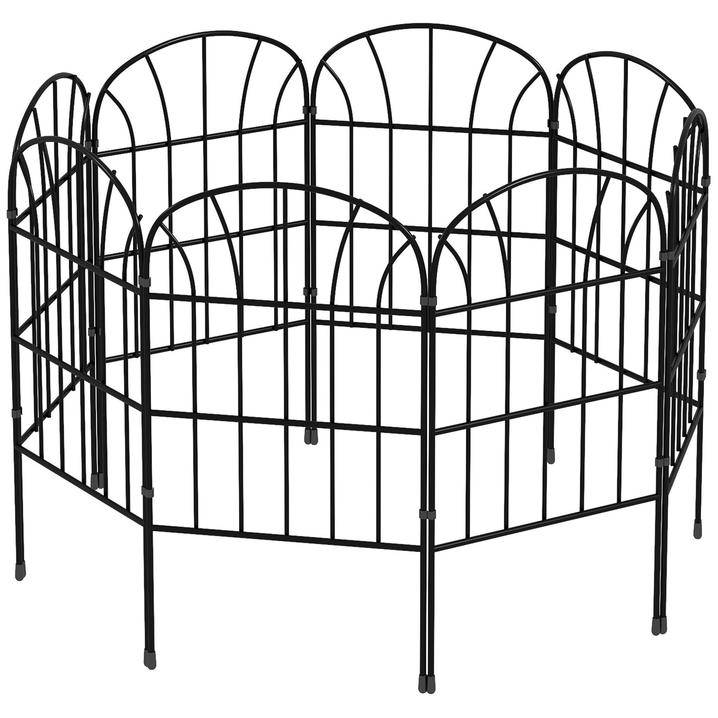 8 Panels Decorative Garden Fence, 24in x 8.7ft Rustproof Metal Wire, No Dig Fencing, Landscape Flower Bed Border Edging Animal Barrier, Black