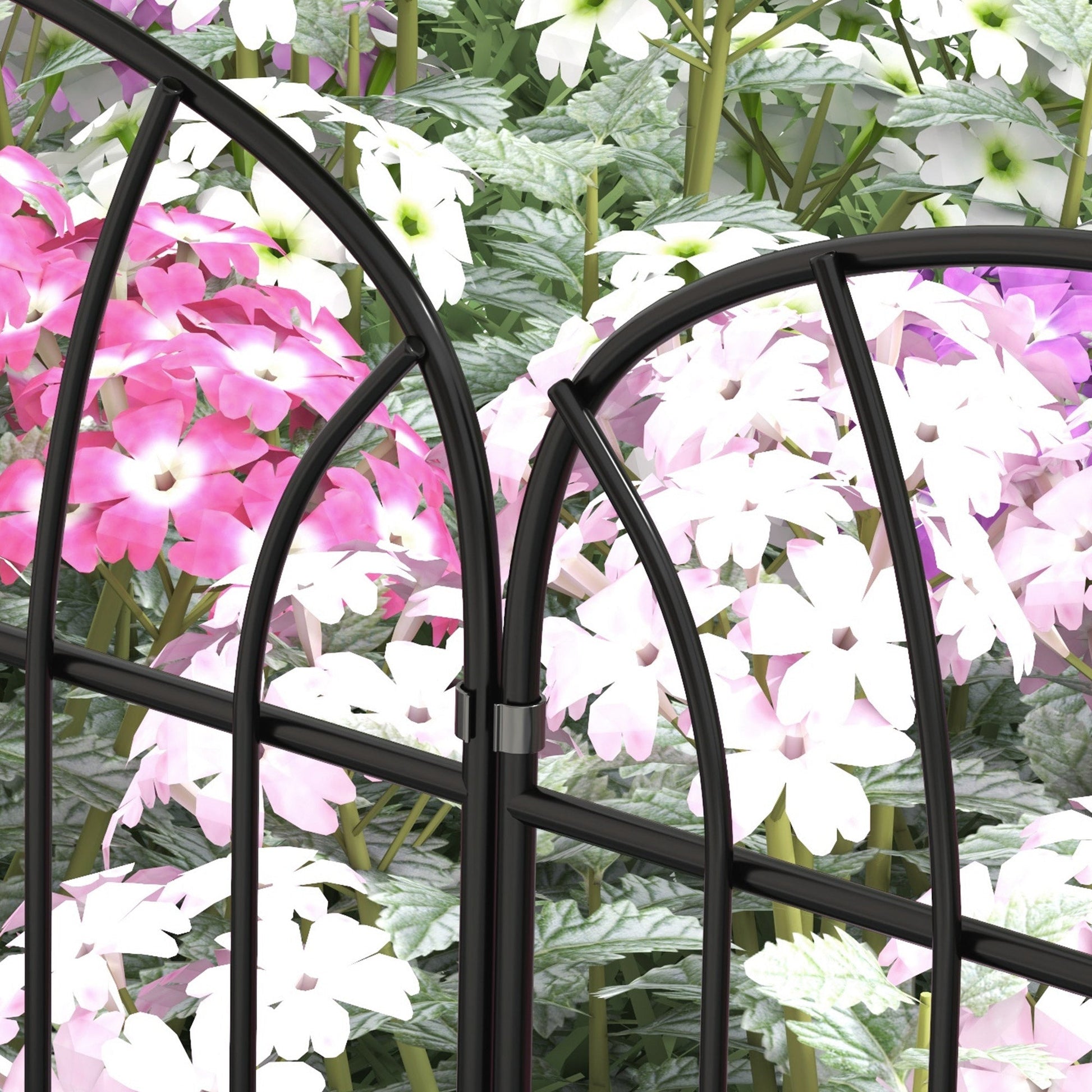 8 Panels Decorative Garden Fence, 24in x 8.7ft Rustproof Metal Wire, No Dig Fencing, Landscape Flower Bed Border Edging Animal Barrier, Black