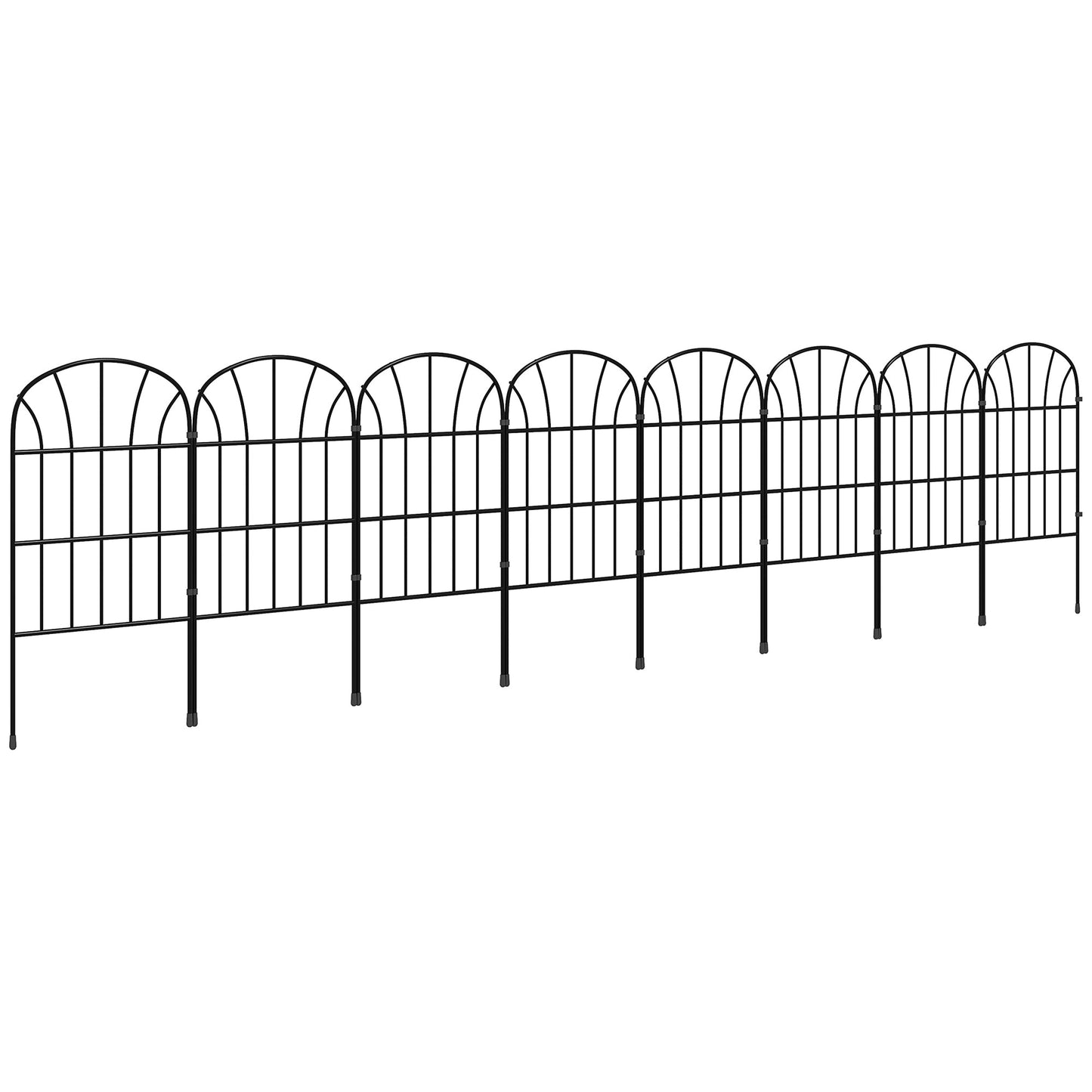 8 Panels Decorative Garden Fence, 24in x 8.7ft Rustproof Metal Wire, No Dig Fencing, Landscape Flower Bed Border Edging Animal Barrier, Black