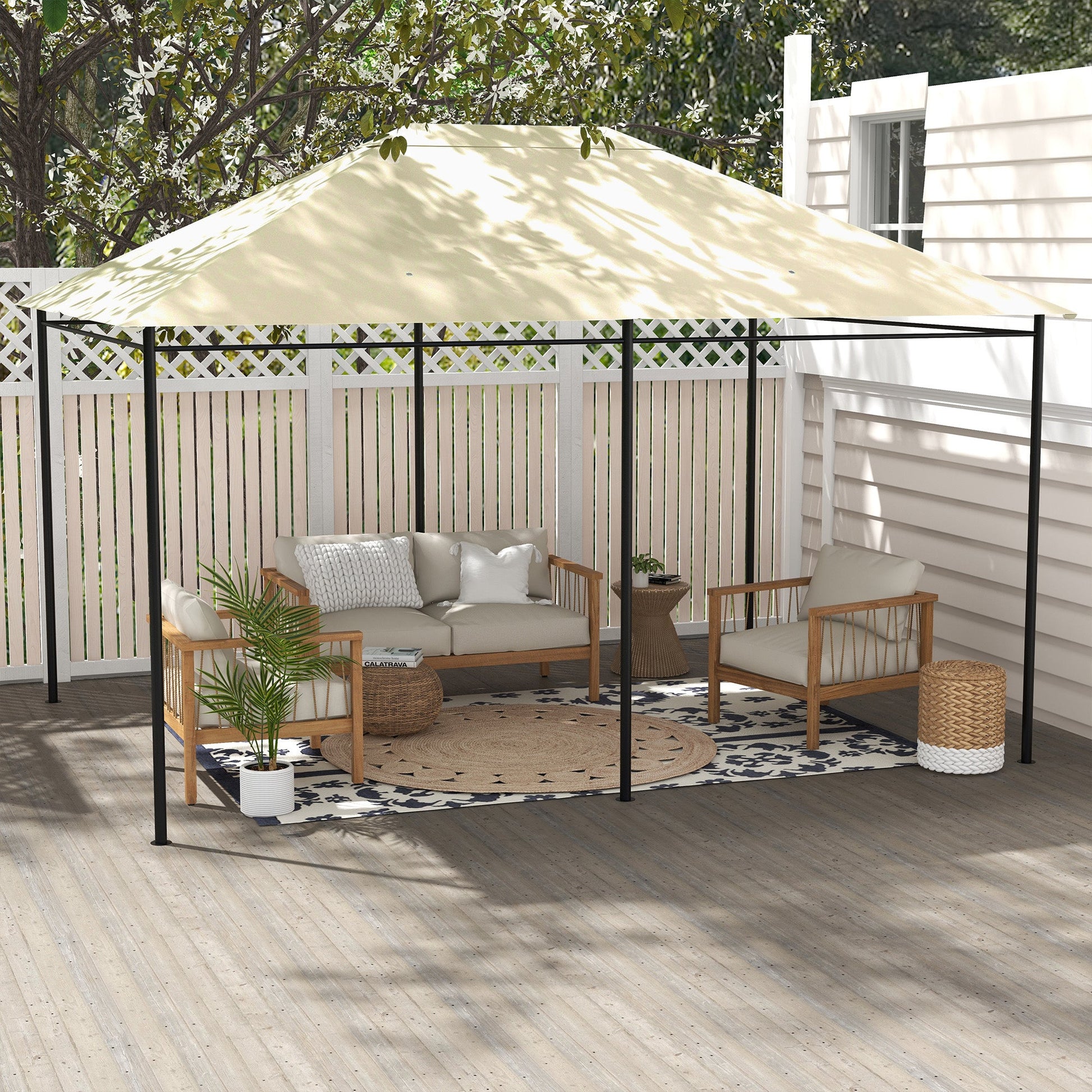 10' x 13' Gazebo Canopy Replacement, Outdoor Gazebo Cover Top Roof Replacement with Vents and Drain Holes, (TOP COVER ONLY), Cream White