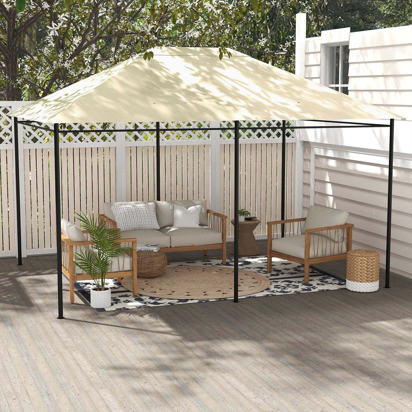 10' x 13' Gazebo Canopy Replacement, Outdoor Gazebo Cover Top Roof Replacement with Vents and Drain Holes, (TOP COVER ONLY), Cream White
