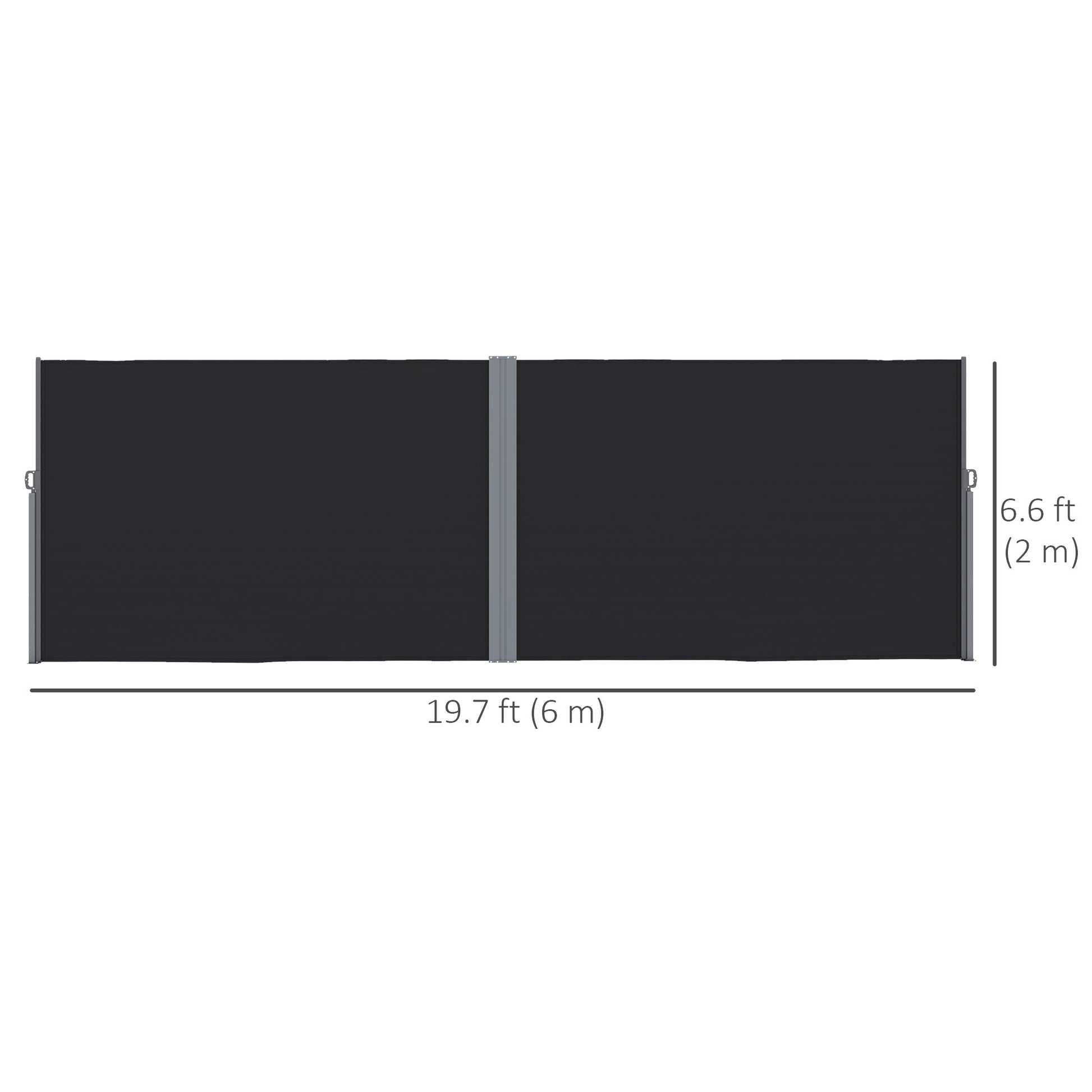 Patio Retractable Double Side Awning, 79"x236" Outdoor Privacy Screen, UV Resistant, Waterproof Room Divider Sun Shade Wind Screen for Garden, Balcony, Black