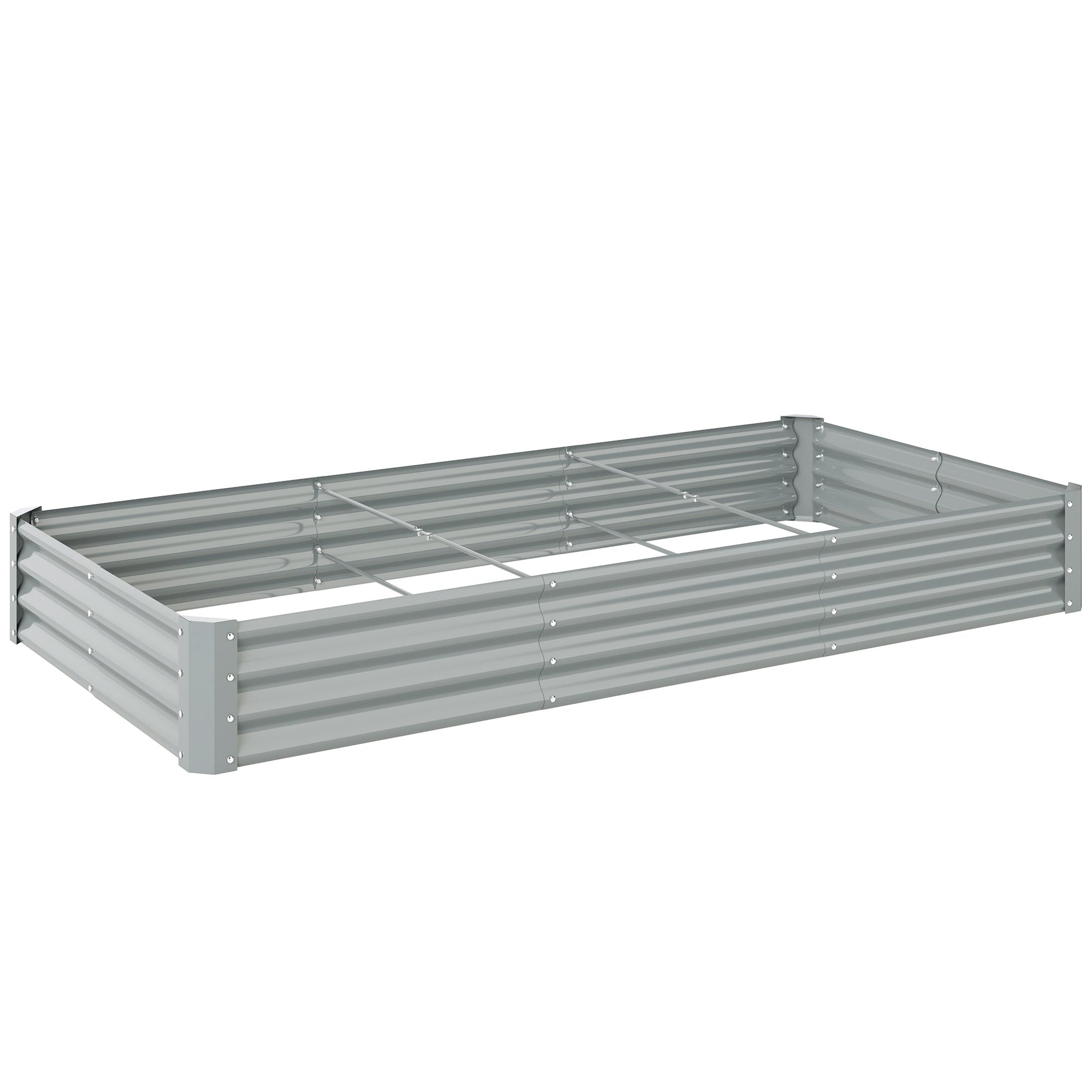 Galvanized Raised Garden Bed, 8 x 4 x 1 FT Rectangular Planter Box, Reinforced Outdoor Raised Bed with Open Bottom for Vegetables, Flowers, Herbs, Silver