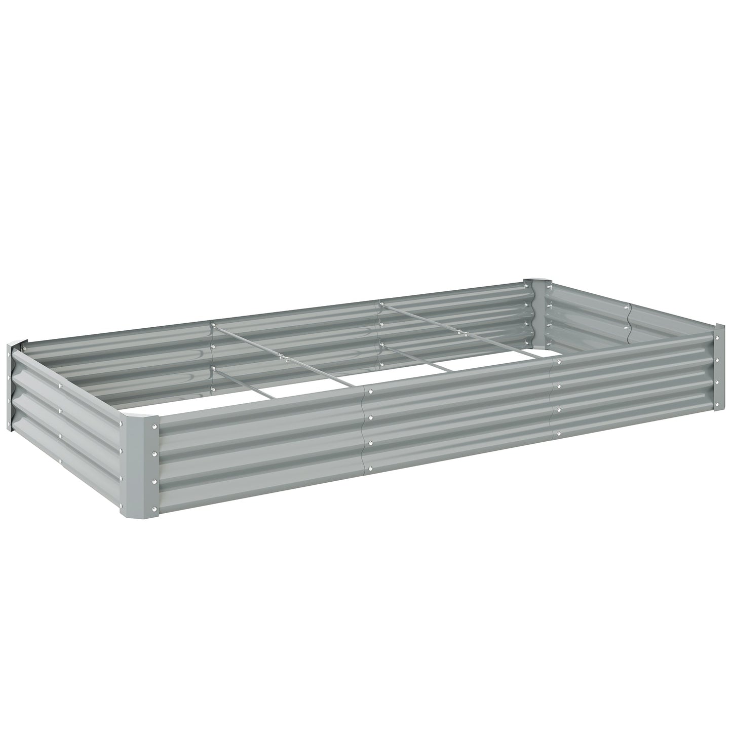 Galvanized Raised Garden Bed, 8 x 4 x 1 FT Rectangular Planter Box, Reinforced Outdoor Raised Bed with Open Bottom for Vegetables, Flowers, Herbs, Silver
