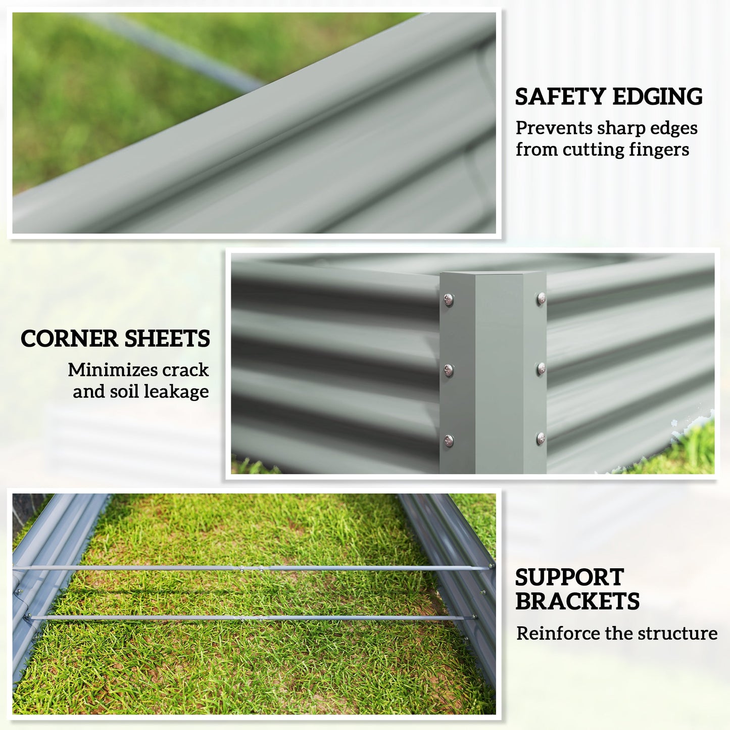 Galvanized Raised Garden Bed, 8 x 4 x 1 FT Rectangular Planter Box, Reinforced Outdoor Raised Bed with Open Bottom for Vegetables, Flowers, Herbs, Silver