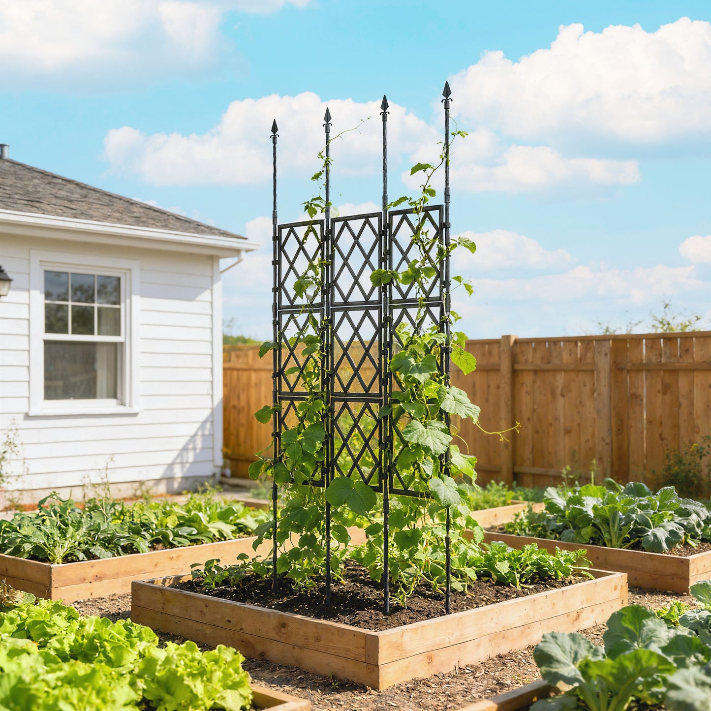 Foldable Garden Trellis, 33.5 x 77.6 Inch Lattice Climbing Support Trellis for Garden Indoor Outdoor, DIY Assembly for Vines, Vegetables, Flowers, Fruits, Black