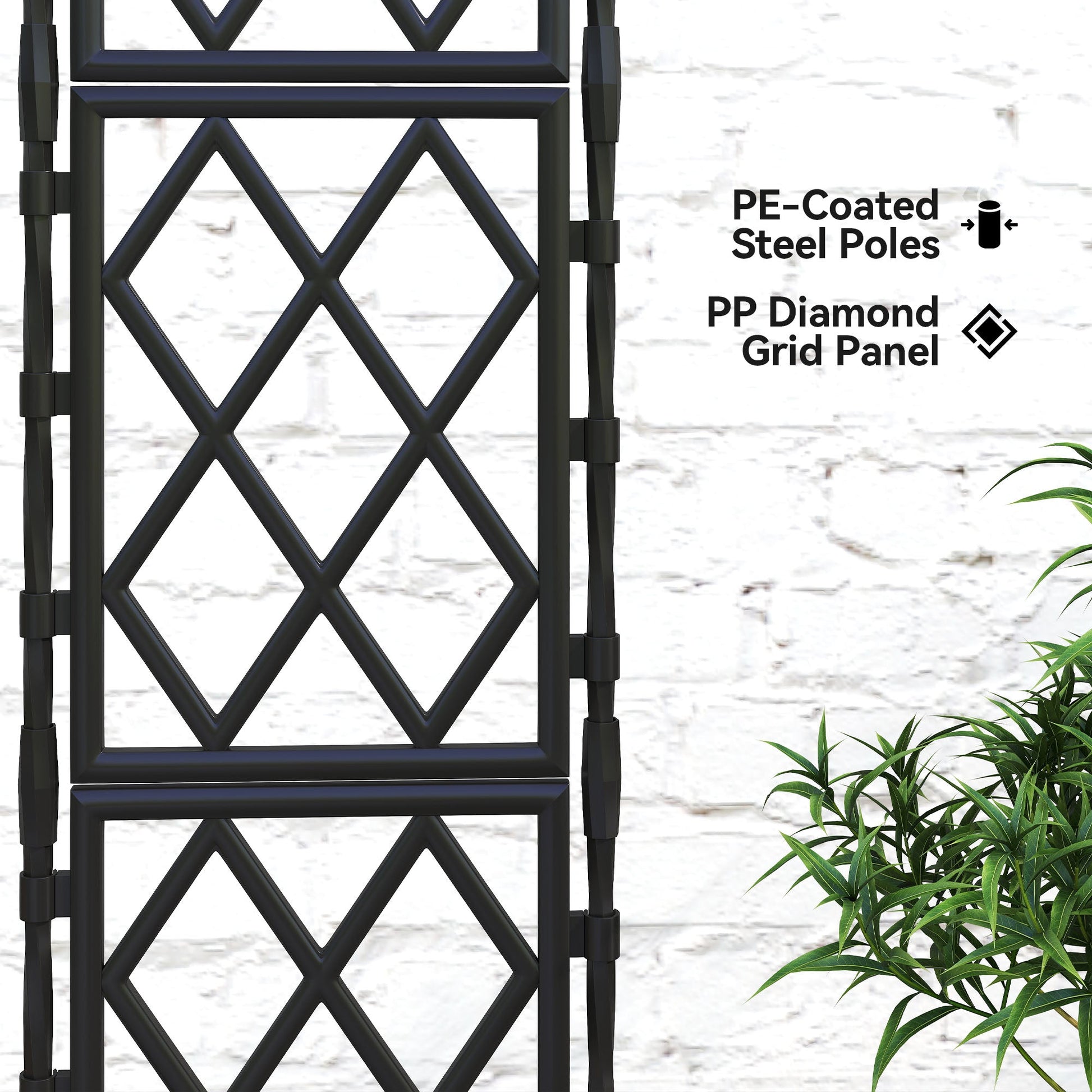 Foldable Garden Trellis, 33.5 x 77.6 Inch Lattice Climbing Support Trellis for Garden Indoor Outdoor, DIY Assembly for Vines, Vegetables, Flowers, Fruits, Black