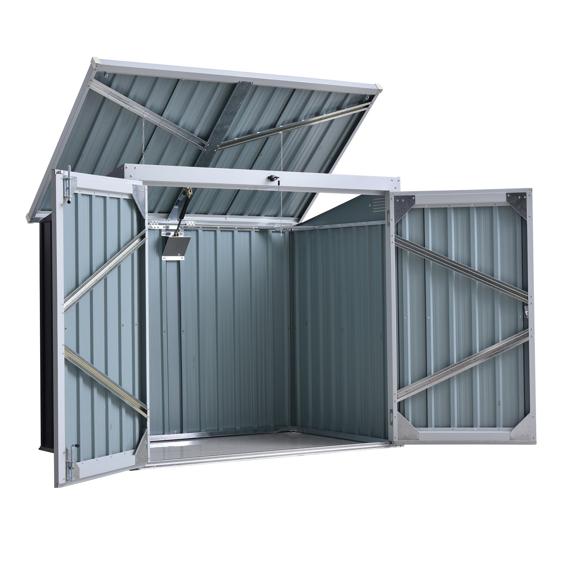 5ft x 3ft Garden Storage Shed, Outdoor Garbage Bin Storage Shed with Lockable Doors and Lid for Trash Can, Garden Tools, Black