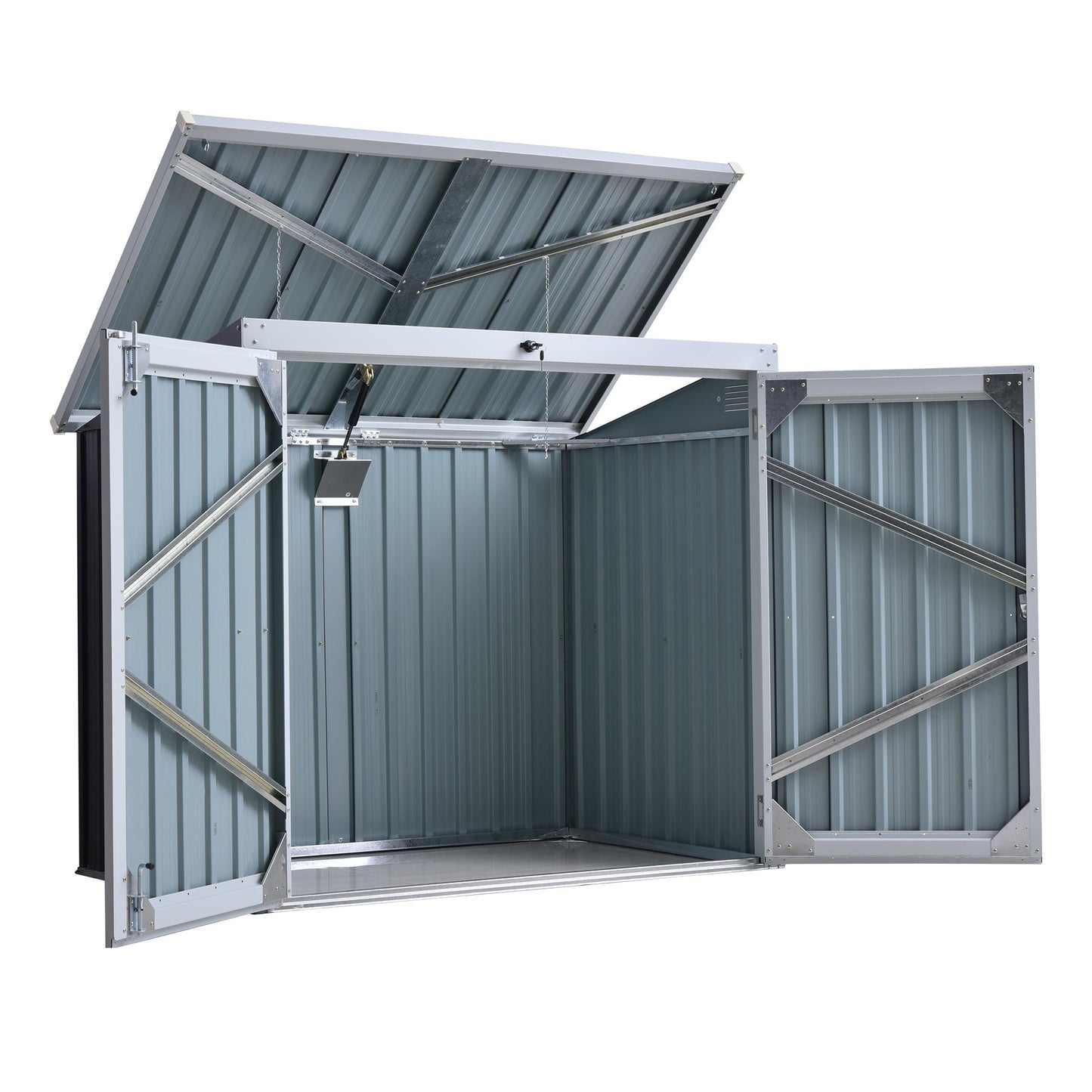 5ft x 3ft Garden Storage Shed, Outdoor Garbage Bin Storage Shed with Lockable Doors and Lid for Trash Can, Garden Tools, Black