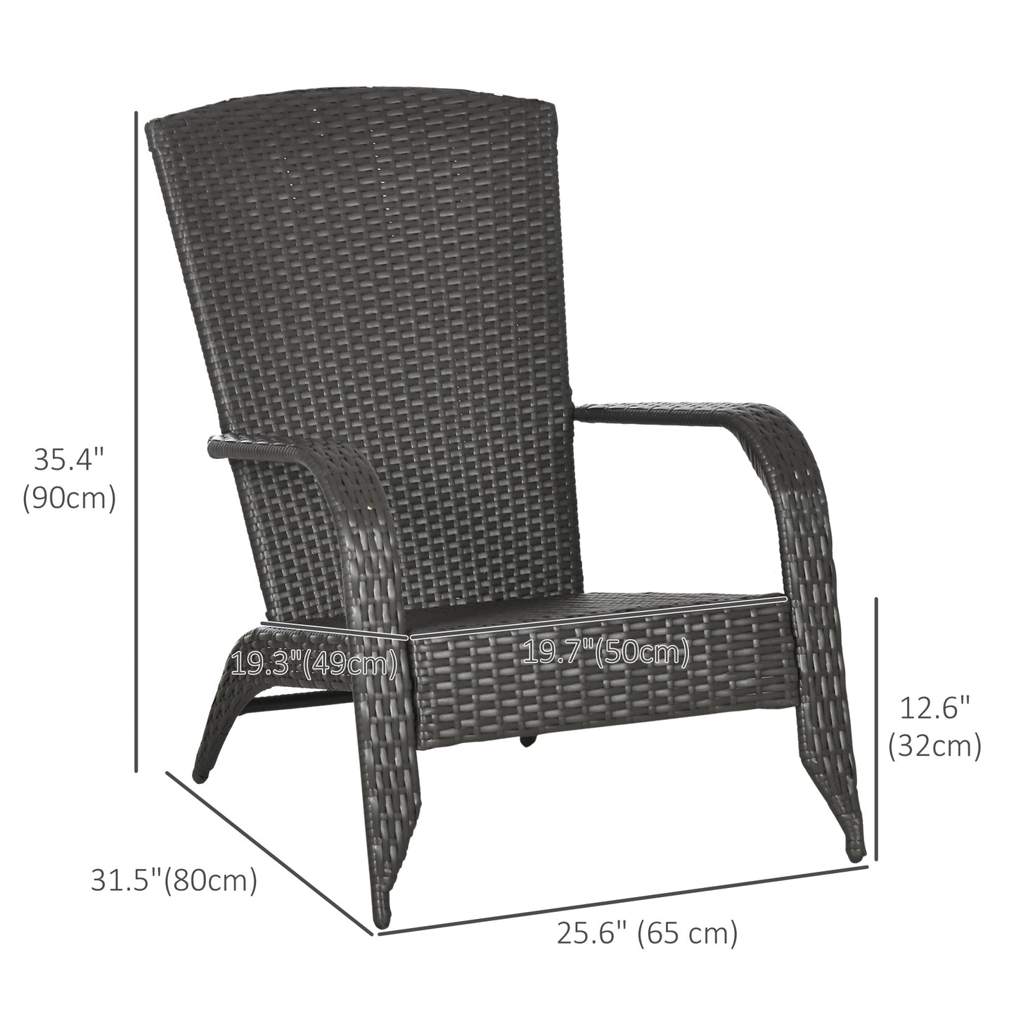 Patio Wicker Adirondack Chair, PE Rattan Outdoor Muskoka Chair, Fire Pit Chair with Cushions for Patio, Garden, Backyard, Poolside, Balcony, Deck, Red