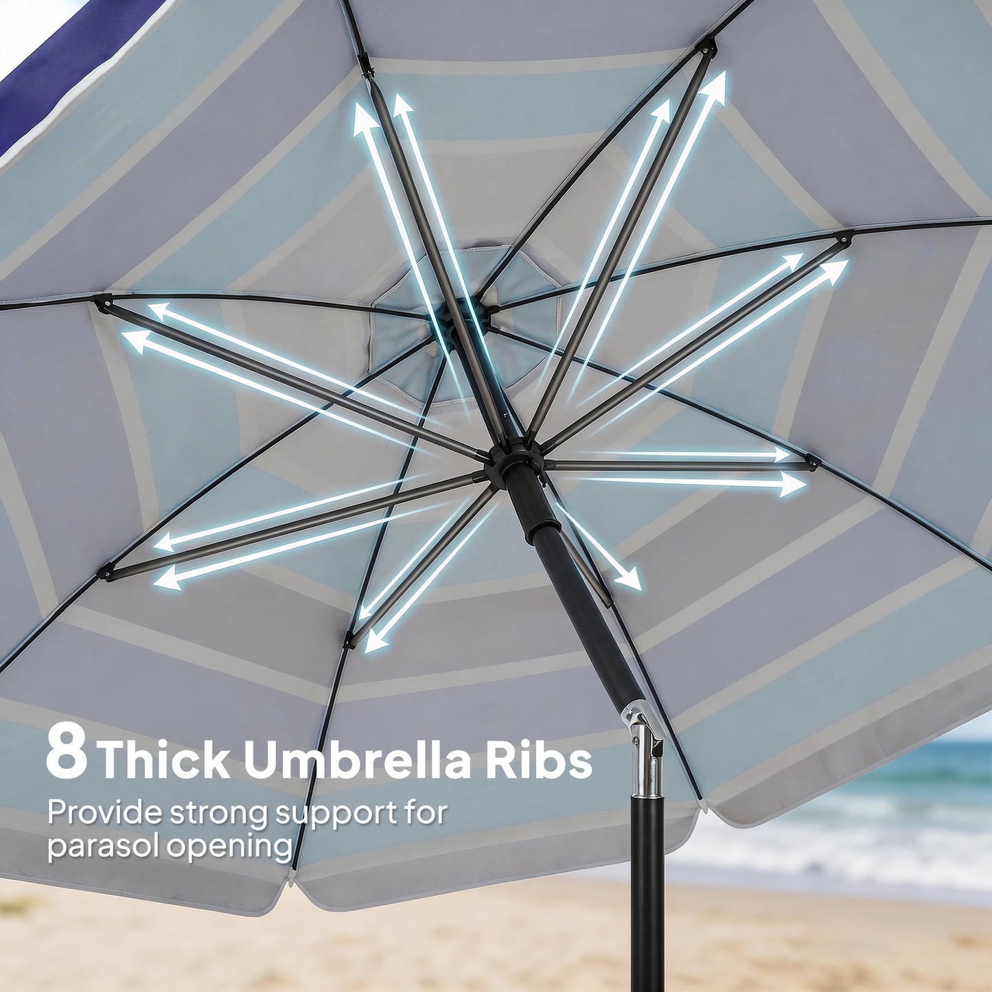 78" Beach Umbrella with Foldable Table and Cup Holder, Adjustable Tilt, Portable with Carry Bag and Hook for Outdoor, Patio, Beach, Multicolor