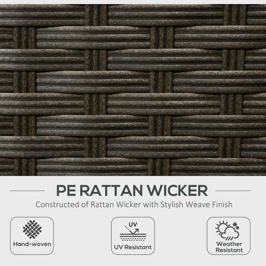 6 Pieces Rattan Patio Furniture Set, 5 Seater Sectional Outdoor Furniture with Wicker Corner Sofa and Wood-Plastic Coffee Table for Deck, Porch, Garden, Light Grey
