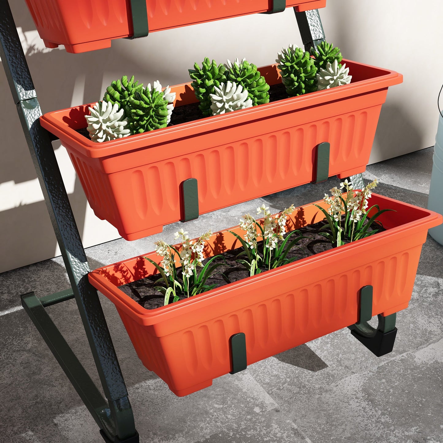 5-Tier Vertical Raised Garden Bed with 5 Planter Boxes, Plant Stand Grow Container for Balcony Patio Outdoor, Red