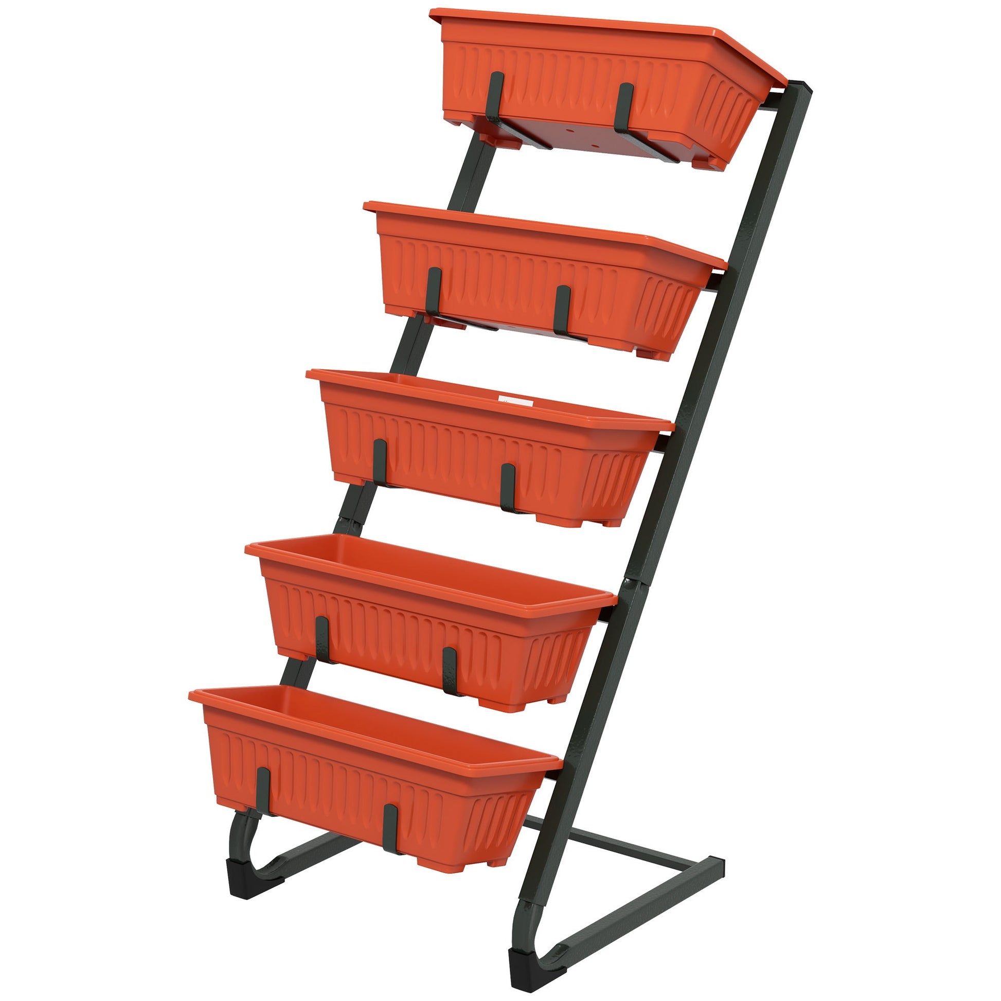 5-Tier Vertical Raised Garden Bed with 5 Planter Boxes, Plant Stand Grow Container for Balcony Patio Outdoor, Red