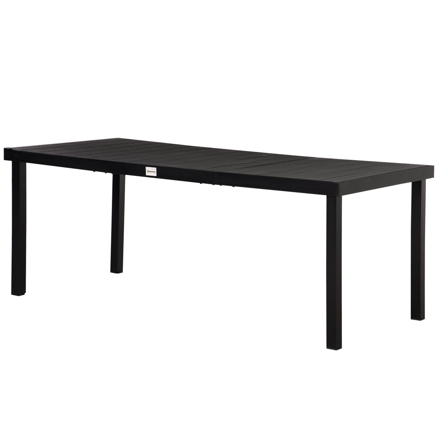 75" x 35" Outdoor Dining Table for 8 People, Rectangular Aluminum Frame Garden Table with All-Weather Faux Wood Top for Garden, Lawn, Patio, Black