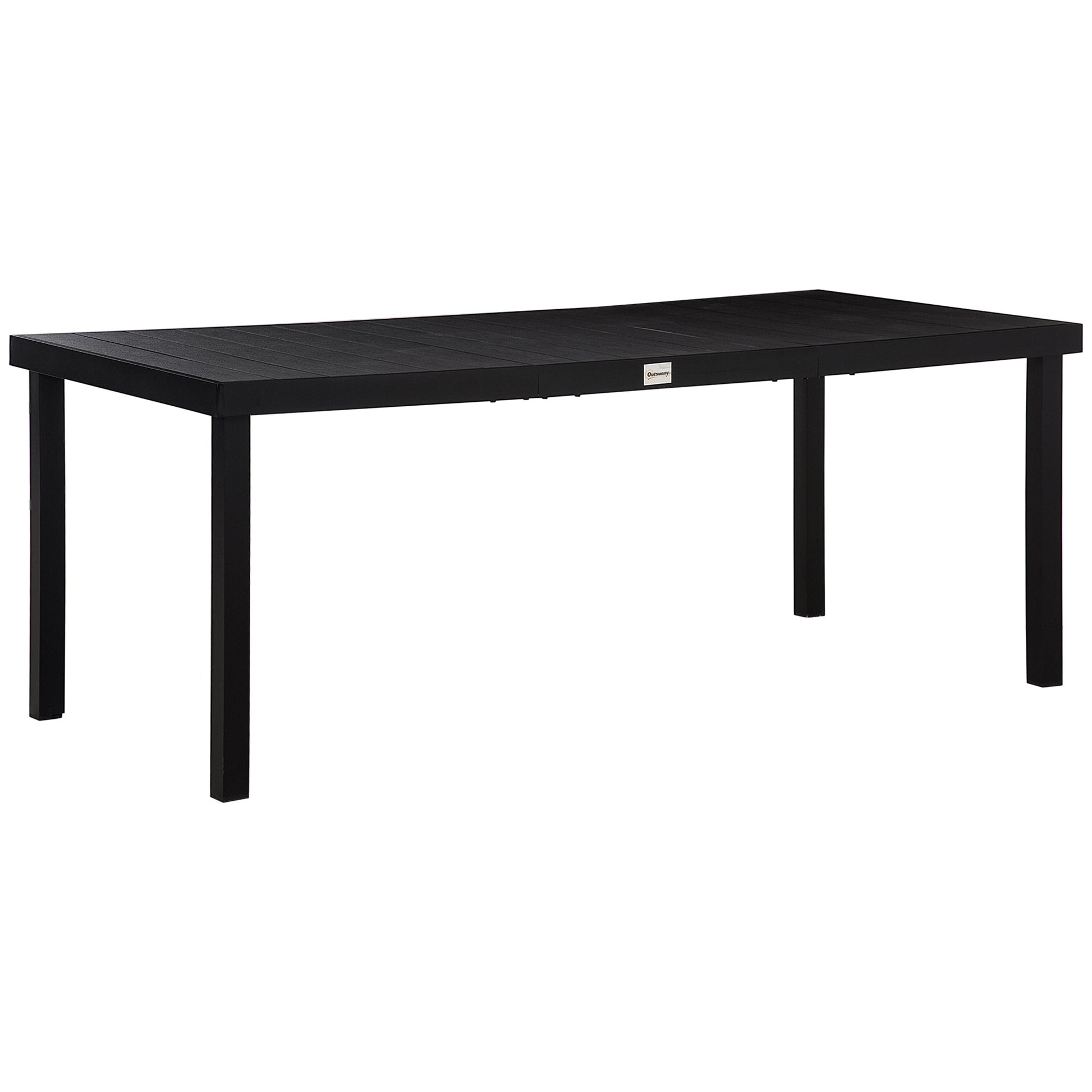 75" x 35" Outdoor Dining Table for 8 People, Rectangular Aluminum Frame Garden Table with All-Weather Faux Wood Top for Garden, Lawn, Patio, Black