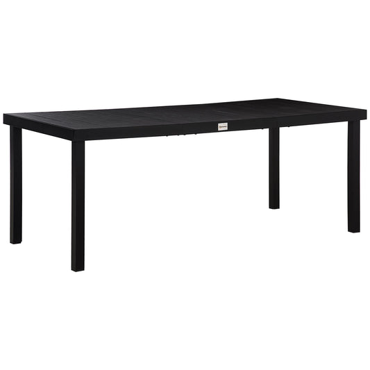 75" x 35" Outdoor Dining Table for 8 People, Rectangular Aluminum Frame Garden Table with All-Weather Faux Wood Top for Garden, Lawn, Patio, Black