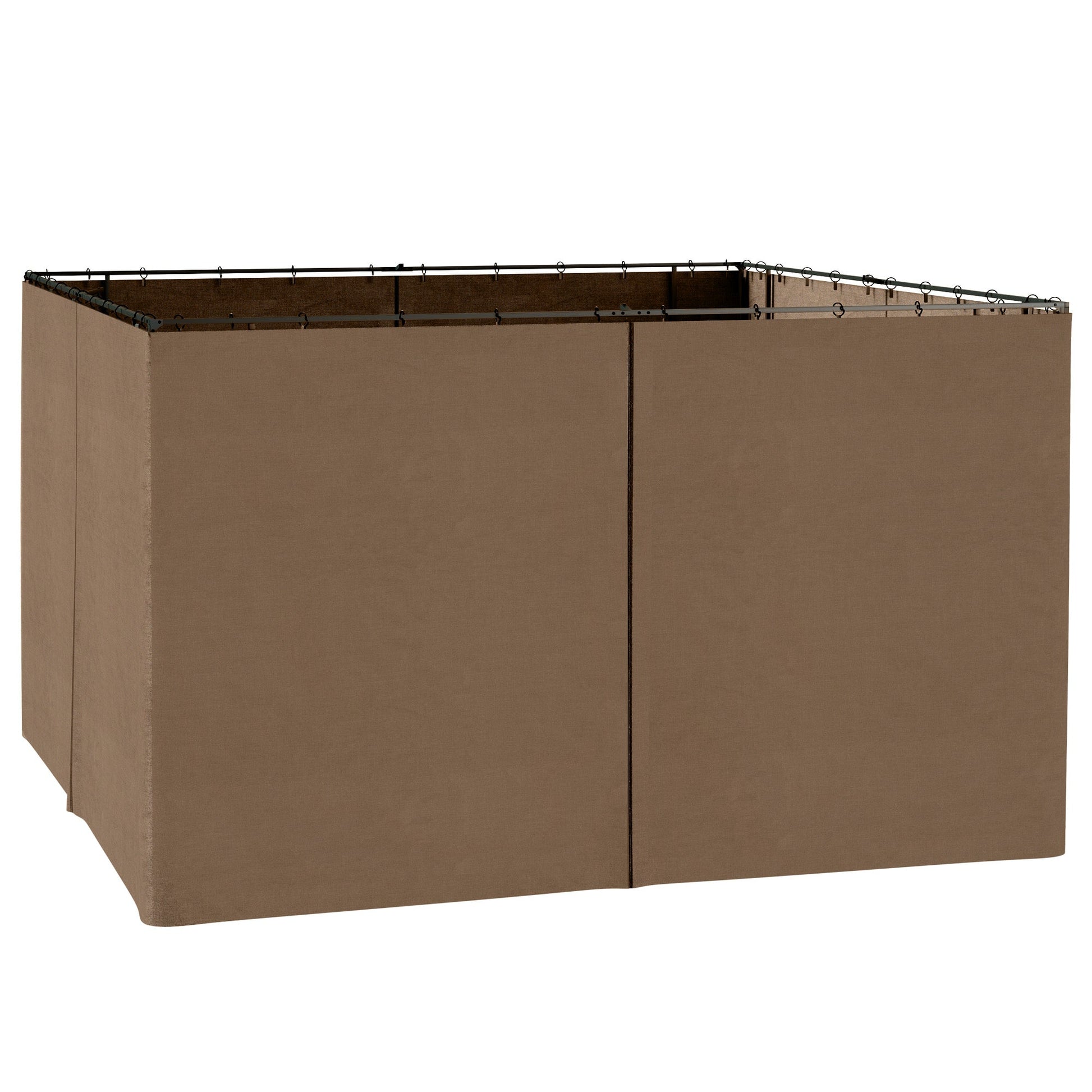 10' x 12' Universal Gazebo Sidewall Set with 4 Panels, Hooks/C-Rings Included for Pergolas & Cabanas, Brown