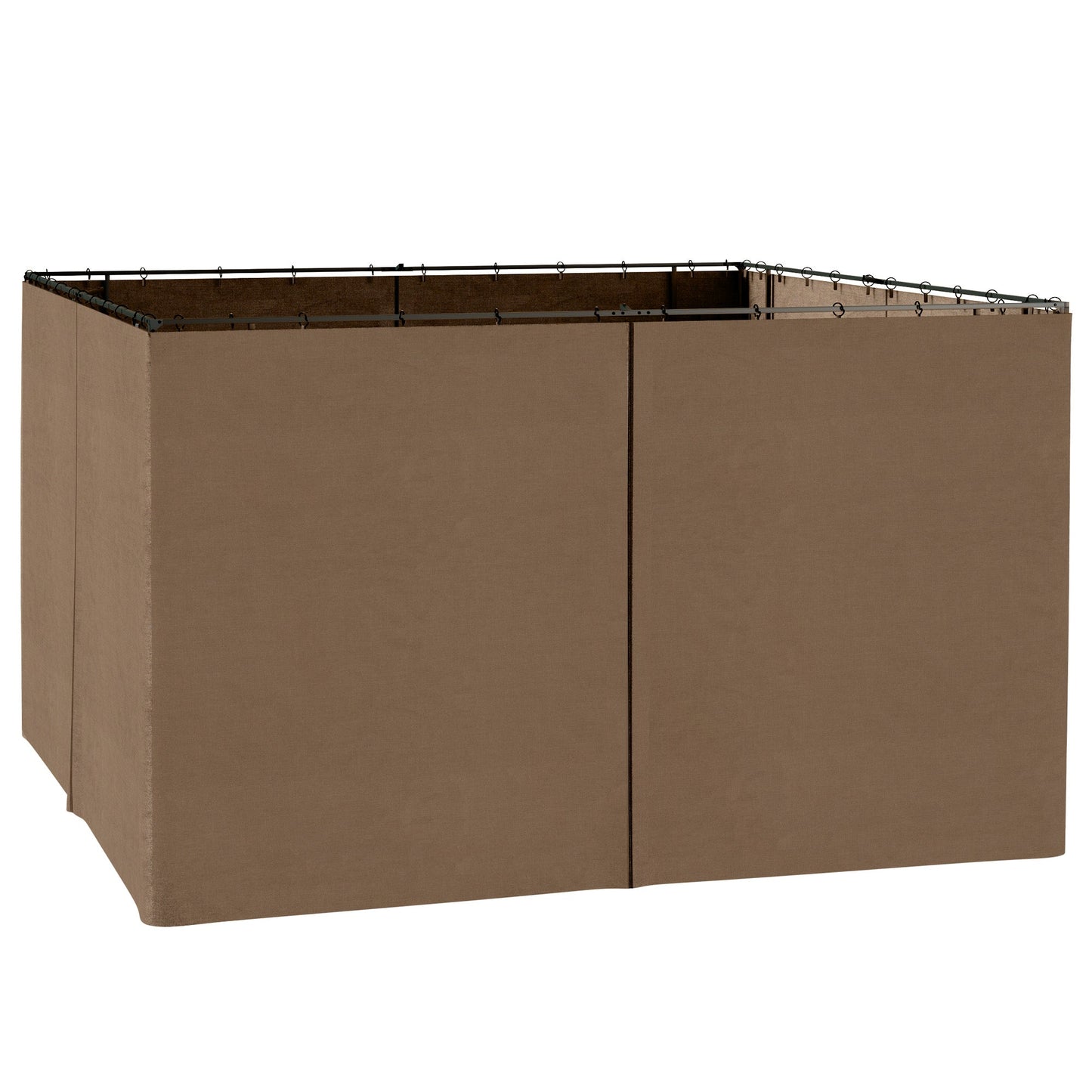 10' x 12' Universal Gazebo Sidewall Set with 4 Panels, Hooks/C-Rings Included for Pergolas & Cabanas, Brown