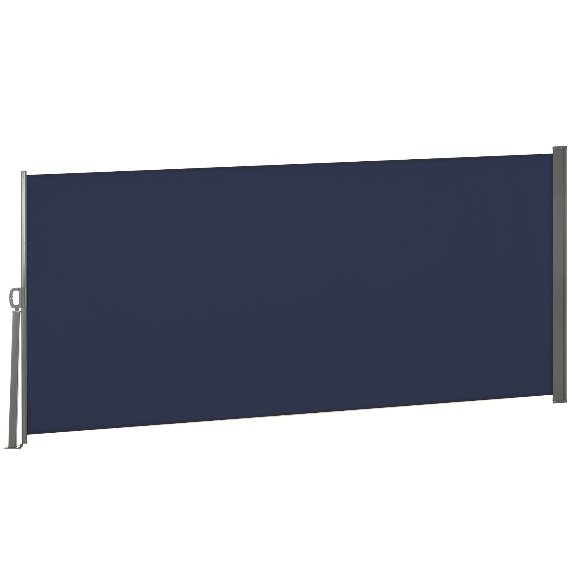 118" x 63" Retractable Side Awning Patio Outdoor Folding Privacy Screen with Resistance to UV Rays & Wind, Dark Blue