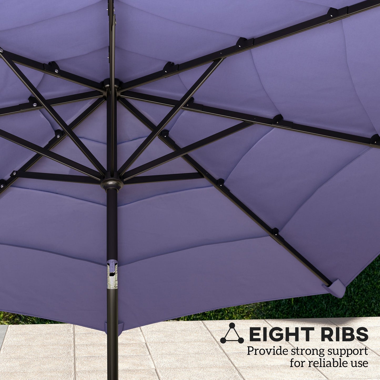 10.7FT Patio Umbrella with 8 Ribs, 4 Tiers Parasol with Crank, Push Button Tilt, Outdoor Table Umbrella for Backyard, Deck and Lawn, Purple