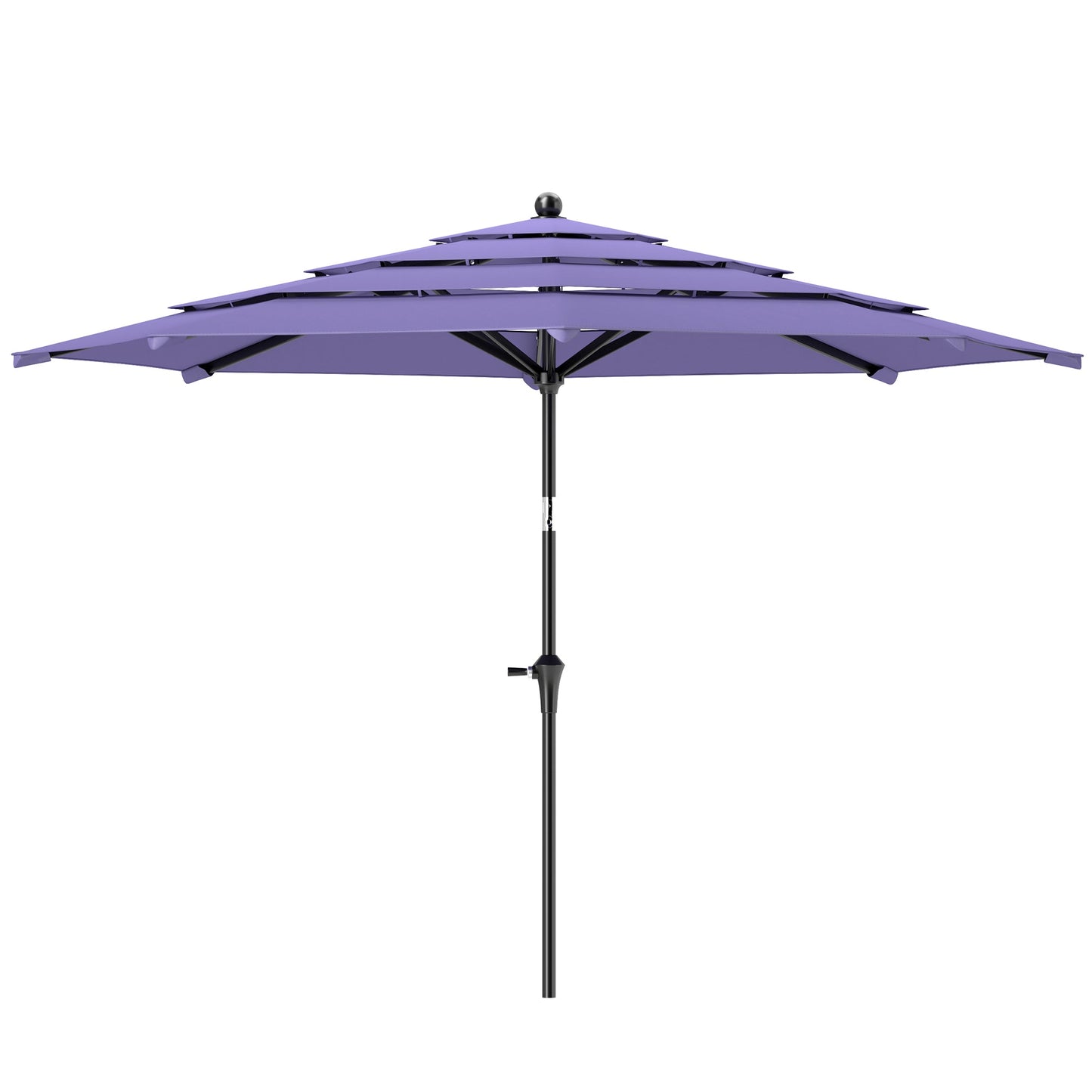 10.7FT Patio Umbrella with 8 Ribs, 4 Tiers Parasol with Crank, Push Button Tilt, Outdoor Table Umbrella for Backyard, Deck and Lawn, Purple