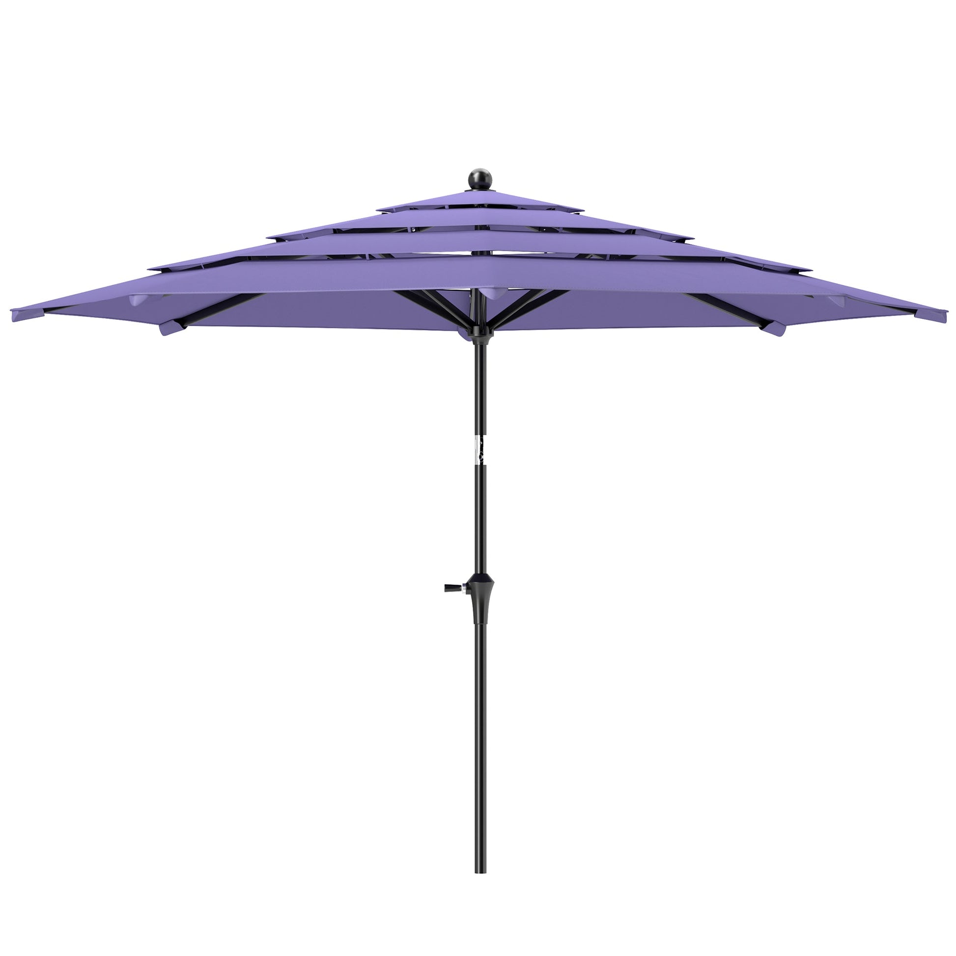 10.7FT Patio Umbrella with 8 Ribs, 4 Tiers Parasol with Crank, Push Button Tilt, Outdoor Table Umbrella for Backyard, Deck and Lawn, Purple