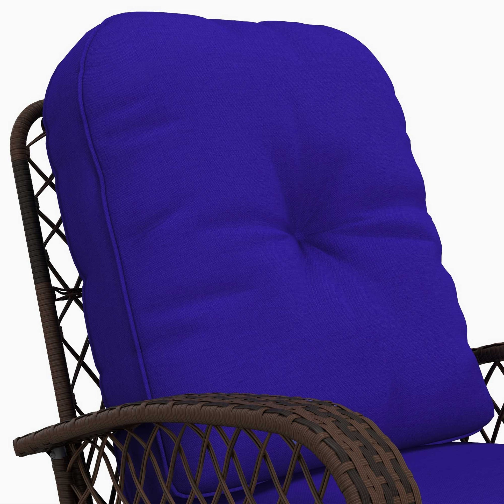 Rattan Rocking Chair, Outdoor Wicker Patio Rocker Chair Furniture with Thick Cushions, for Garden Backyard Porch, Dark Blue