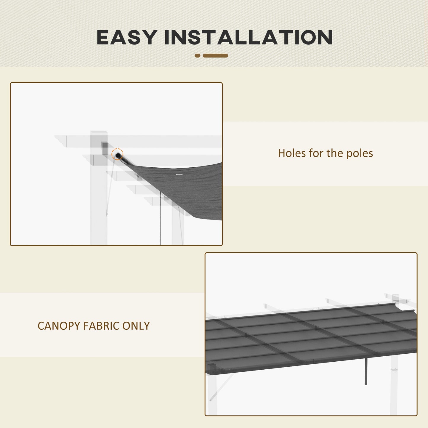 Retractable Replacement Pergola Canopy for 10' x 13' Pergola, Pergola Cover Replacement, Dark Grey