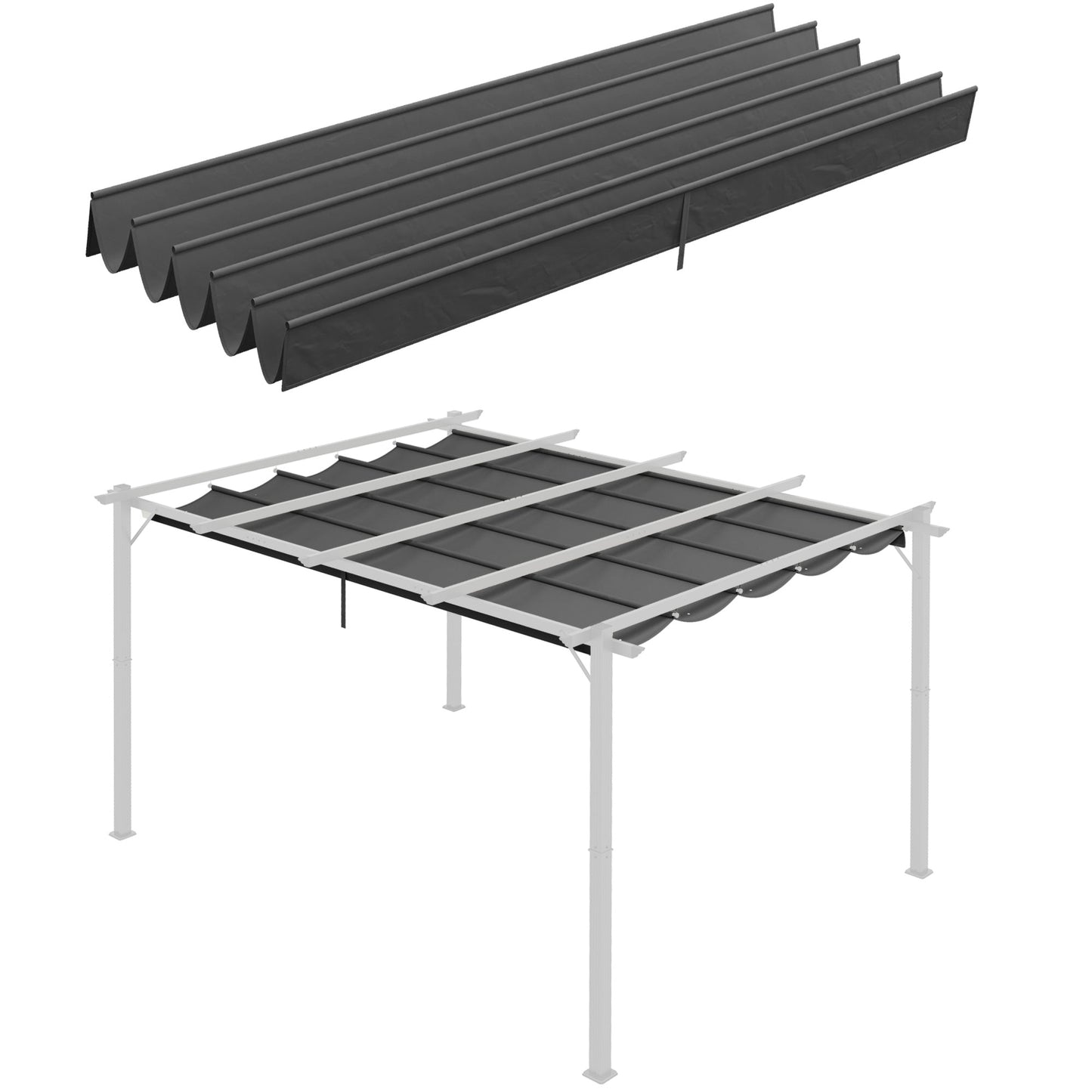Retractable Replacement Pergola Canopy for 10' x 13' Pergola, Pergola Cover Replacement, Dark Grey