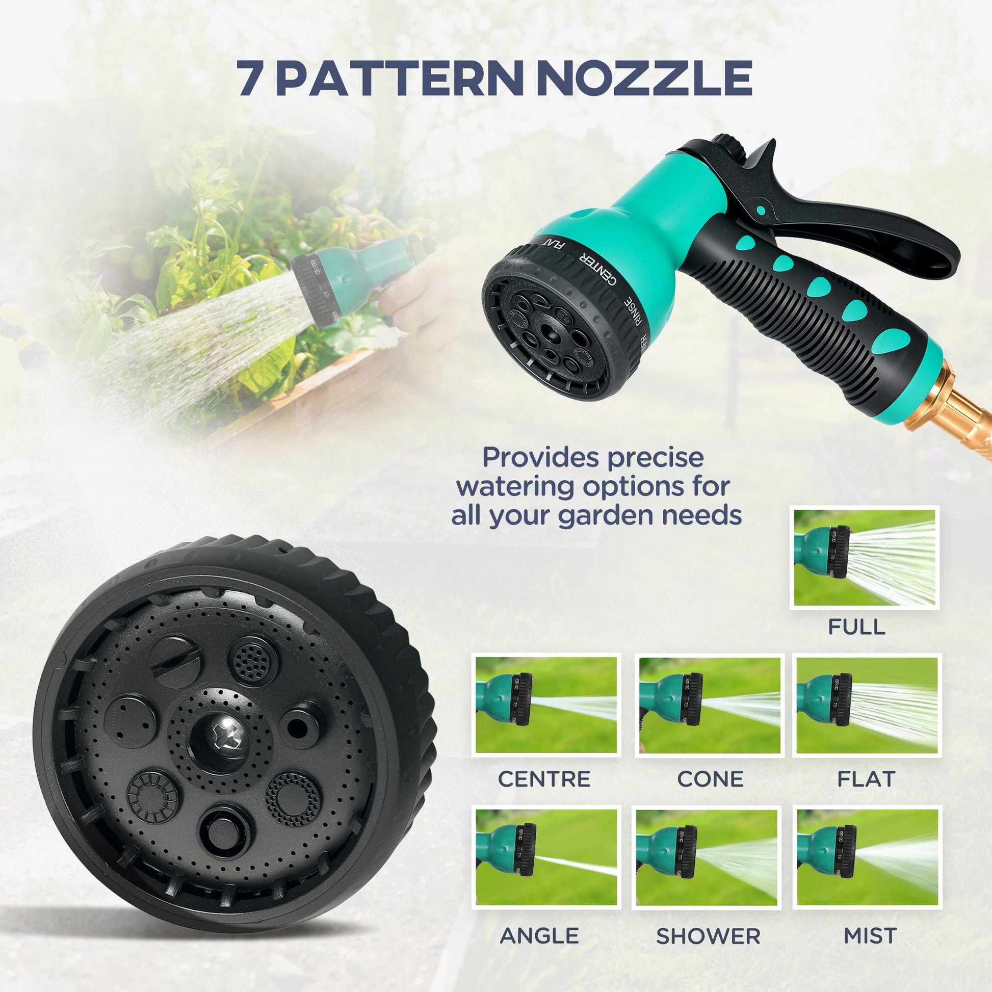 Retractable Garden Hose Reel, 1/2 in x 65ft Wall Mounted Water Hose Reel with 7- Function Sprayer Nozzle, Auto Rewind, Any Length Lock, 180° Swivel Bracket, Blue