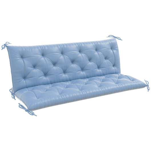 Porch Swing Cushion Garden Bench Cushion with Backrest, Non-Slip 3-Seater Thick Pad, Swing Chair Mat Replacement for Indoor and Outdoor, 59.1" x 38.6", Light Blue