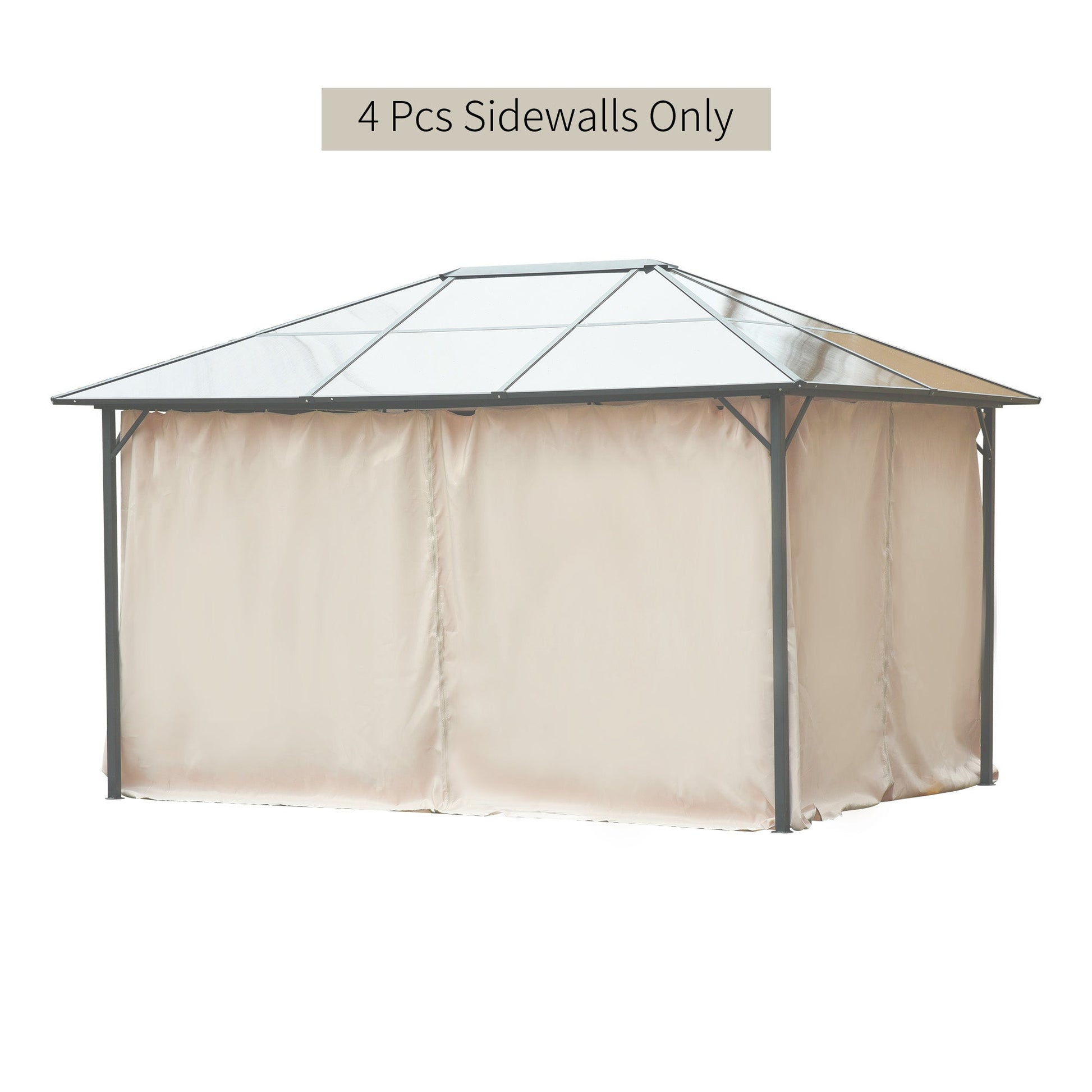 10' x 12' Universal Gazebo Sidewall Set with 4 Panels, Hooks/C-Rings Included for Pergolas & Cabanas, Beige