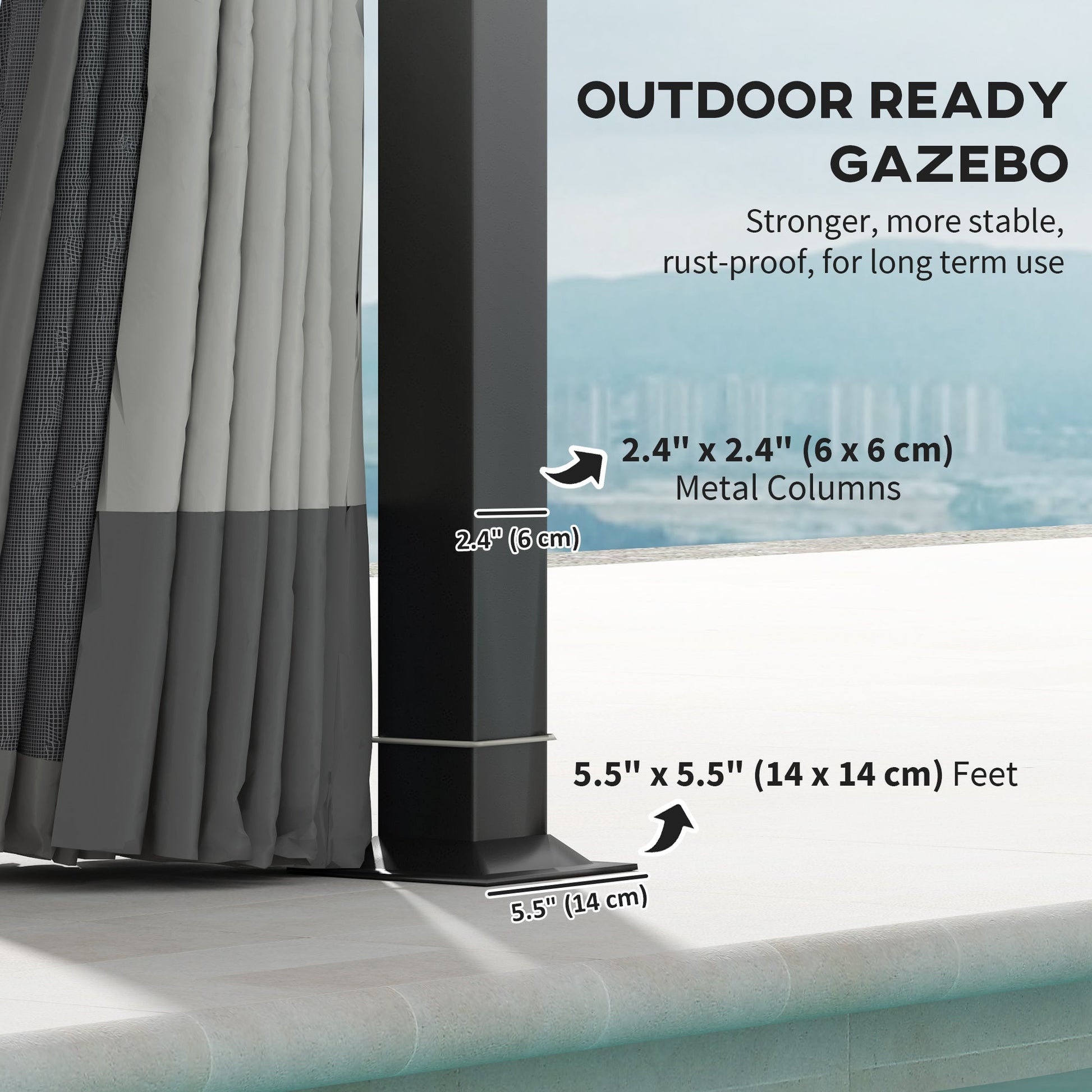 11' x 13' Patio Gazebo, Double Roof Outdoor Gazebo Canopy Shelter with Netting & Curtains, Galvanized Metal Frame for Garden, Lawn, Backyard and Deck, Light Grey