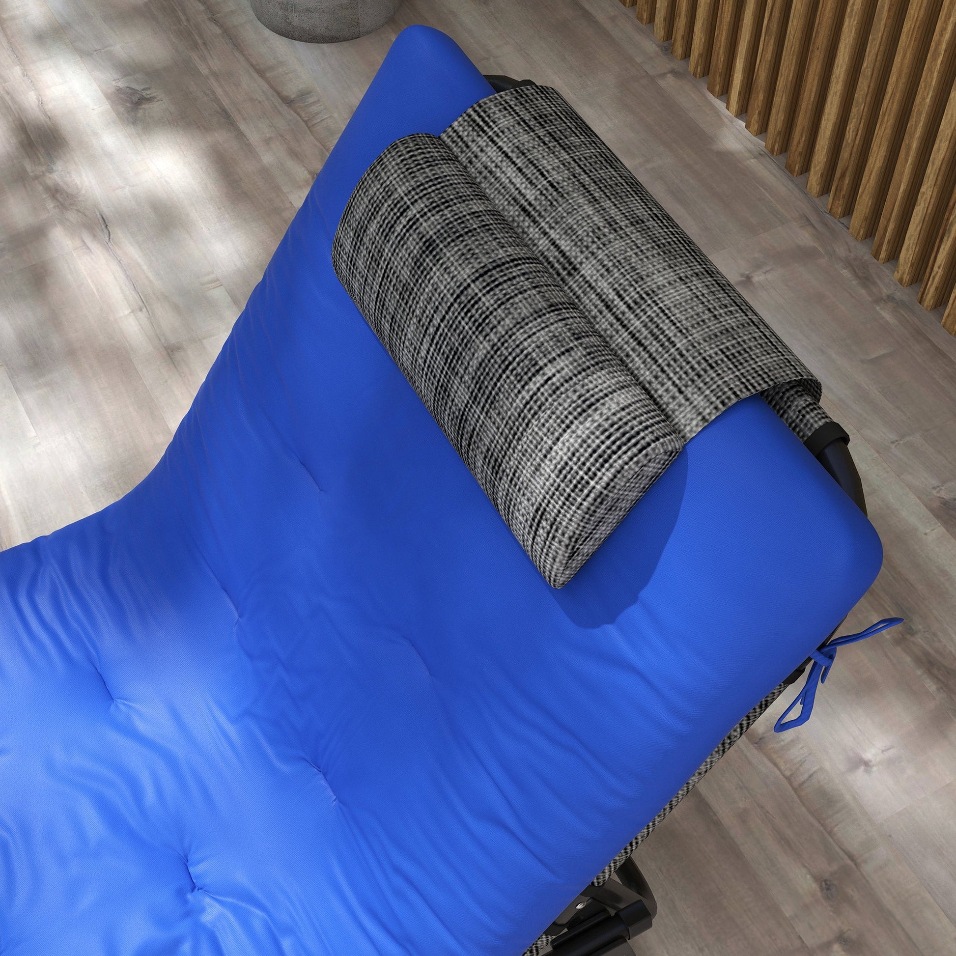 Folding Lounge Chair with 4-level Reclining Back, Outdoor Tanning Chair with Cushion, Sun Lounger with Breathable Mesh Fabric, Side Pocket, Headrest, Blue