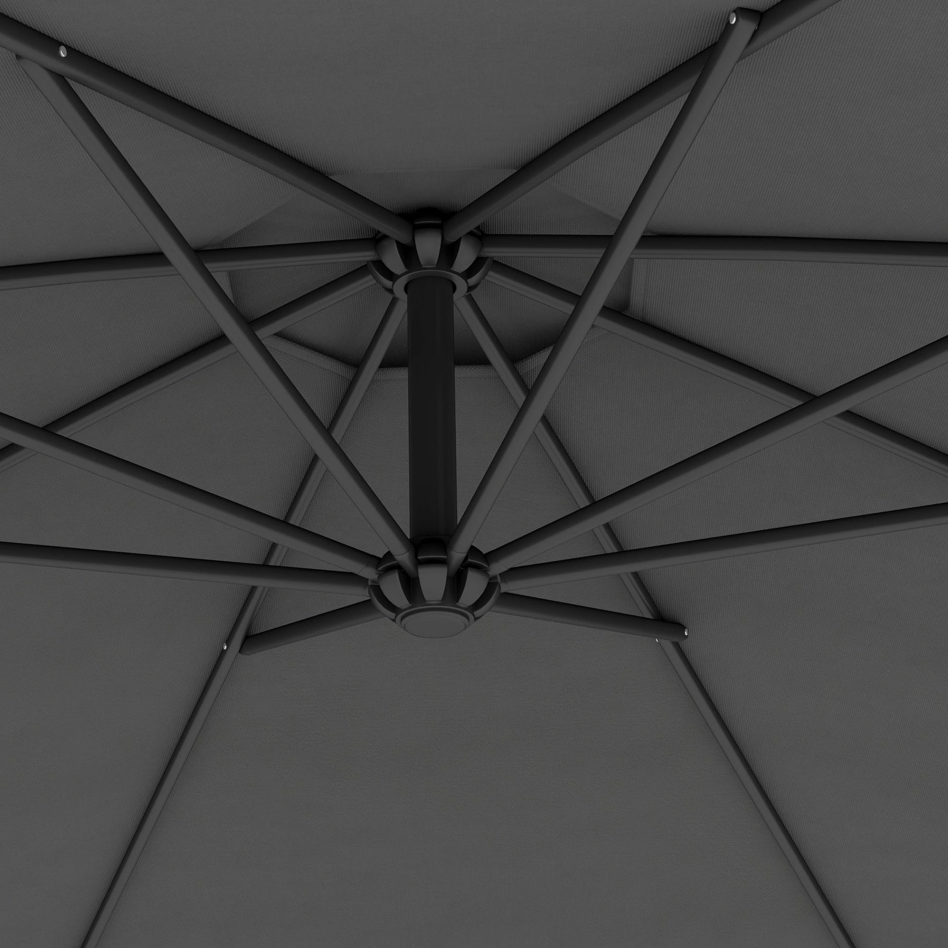 10' Deluxe Patio Umbrella, Outdoor Market Parasol, Banana Hanging Offset Sunshade with Crank, Cross Base, Grey