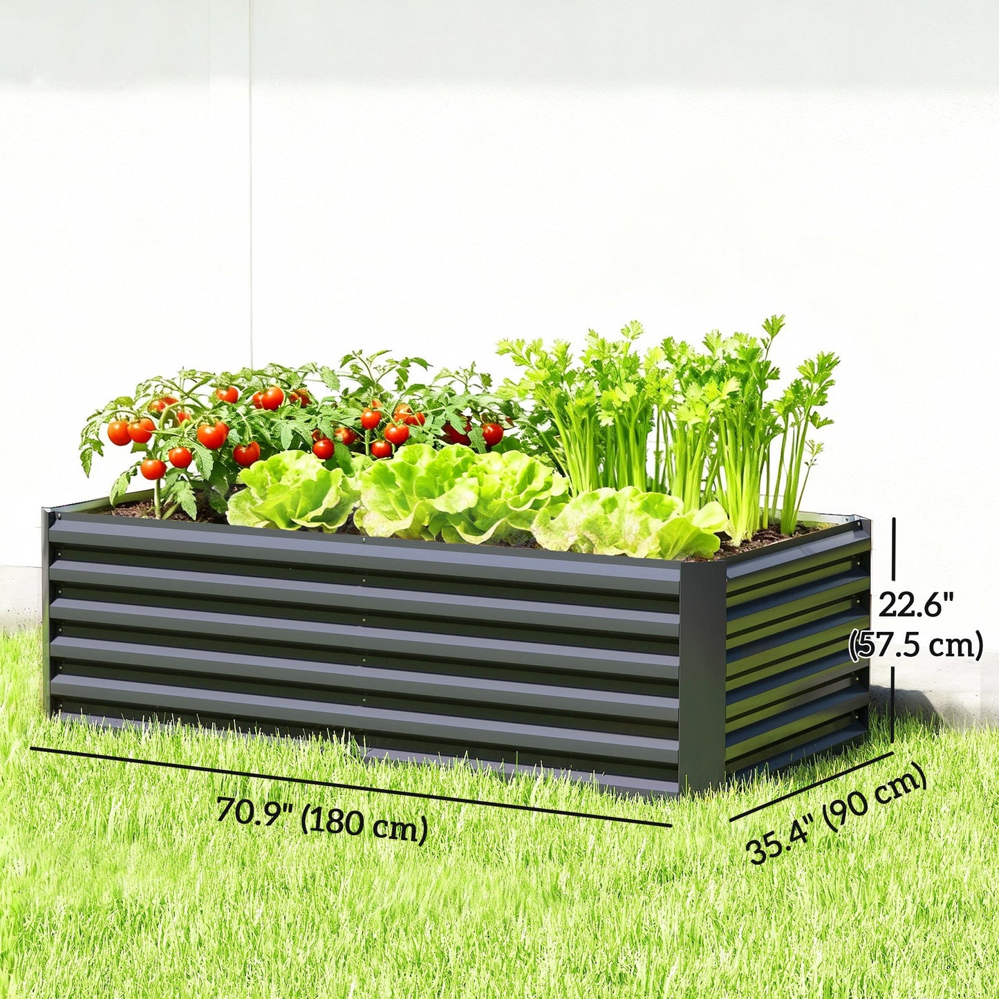 Galvanized Raised Garden Bed, 6' x 3' x 2' Outdoor Metal Planter Box, Standing Raised Bed for Growing Flowers, Herbs and Vegetables, Dark Grey