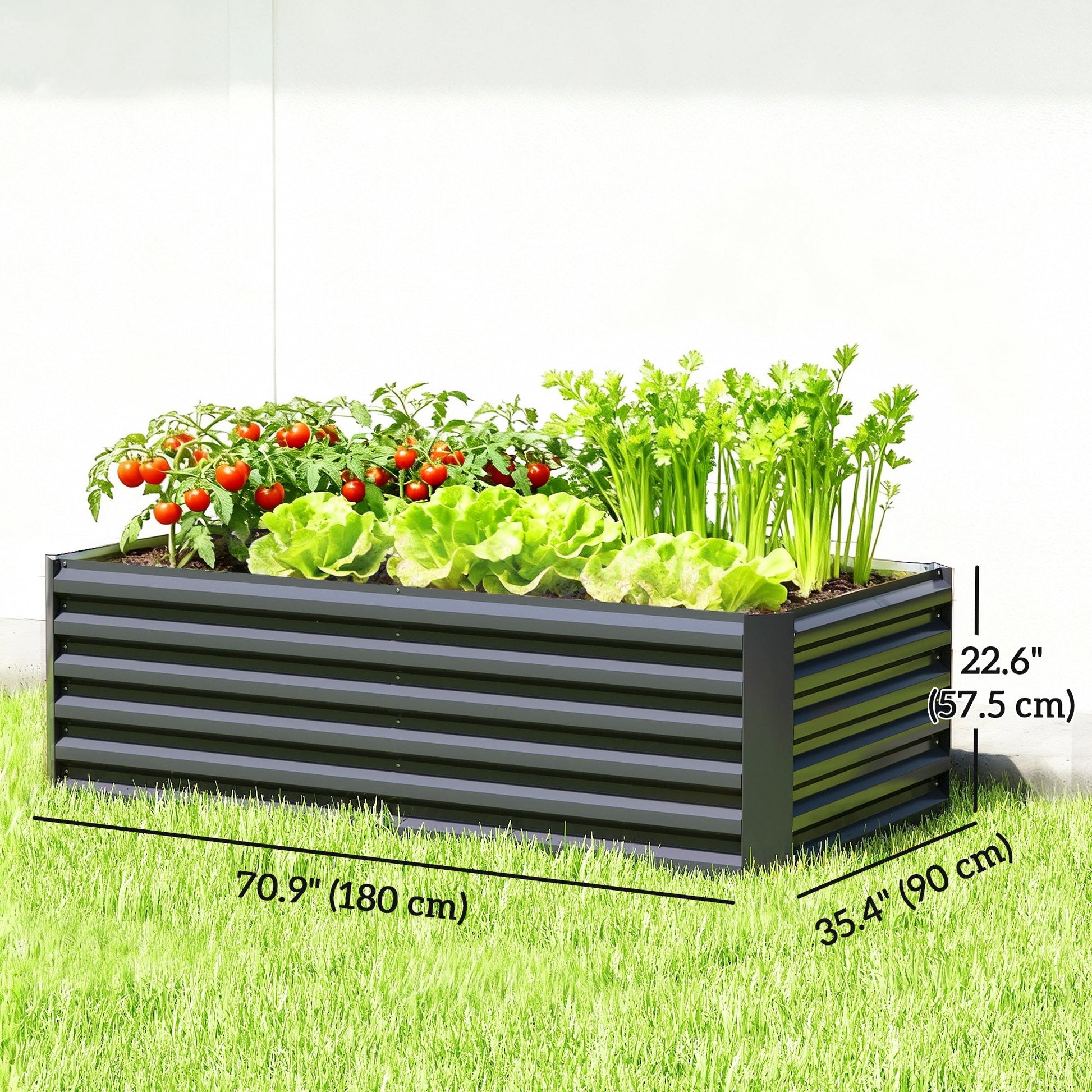 Galvanized Raised Garden Bed, 6' x 3' x 2' Outdoor Metal Planter Box, Standing Raised Bed for Growing Flowers, Herbs and Vegetables, Dark Grey