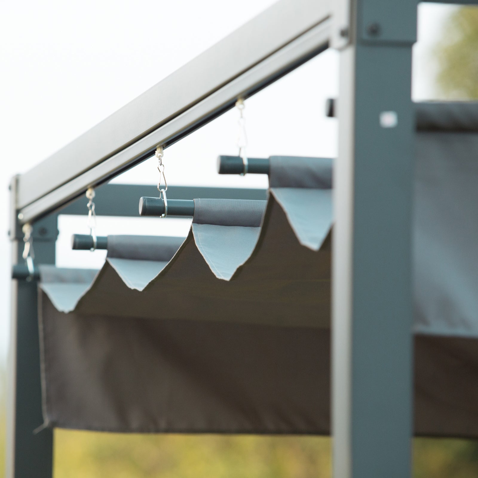 10' x 7' Patio Pergola with Retractable Canopy, Outdoor Sun Shelter, Yard Shade, Grey