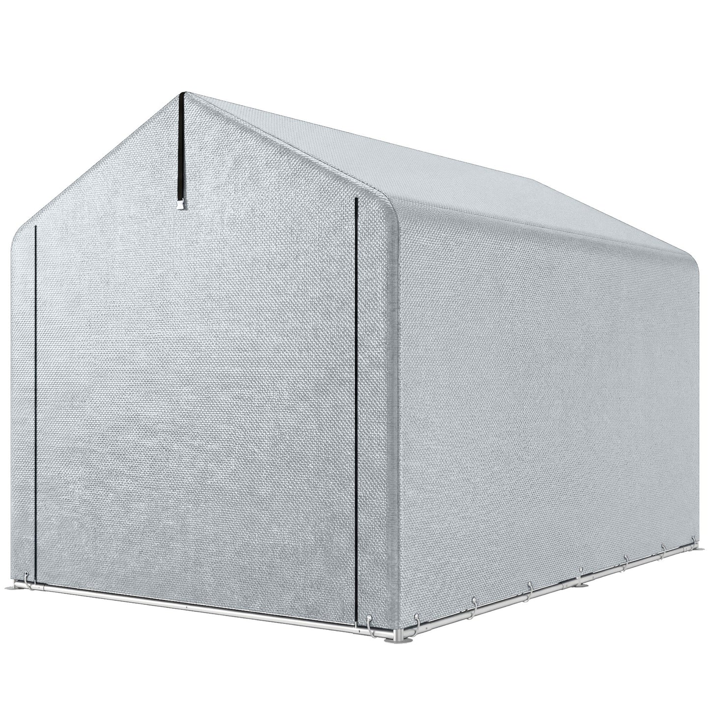 7' x 5' Portable Shed, Waterproof Bike Tent with Roll-up Zipper Door and Galvanized Steel Frame, Outdoor Storage Shed for Bike, Firewood, Garden Tools, Light Grey